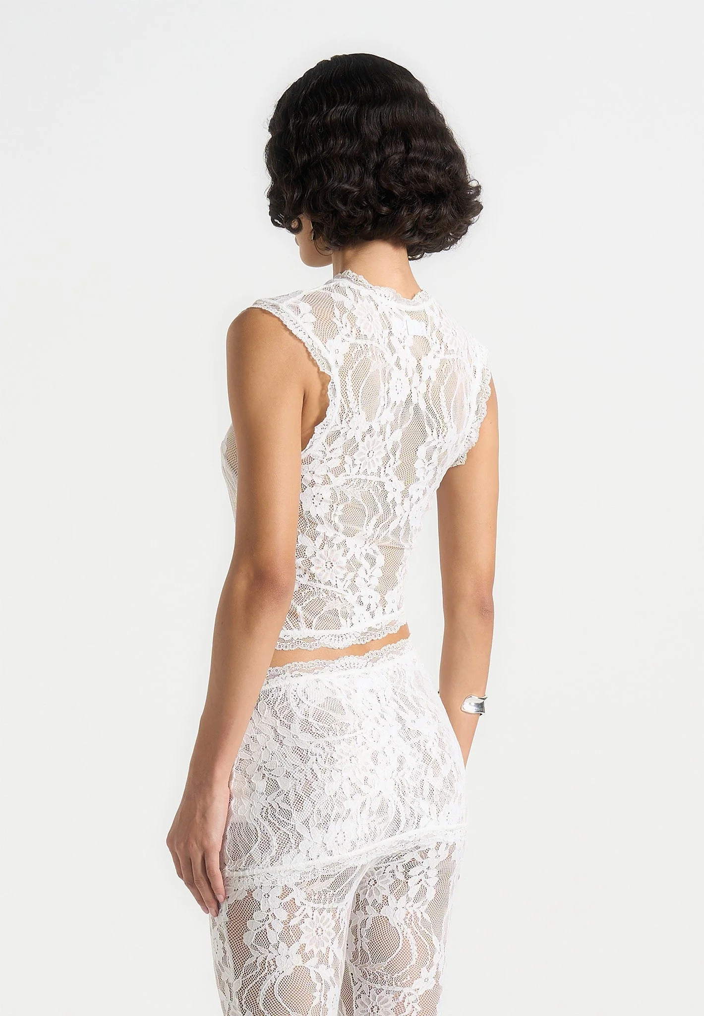 Eugenie - Lace Asymmetric Top - White - Image 3