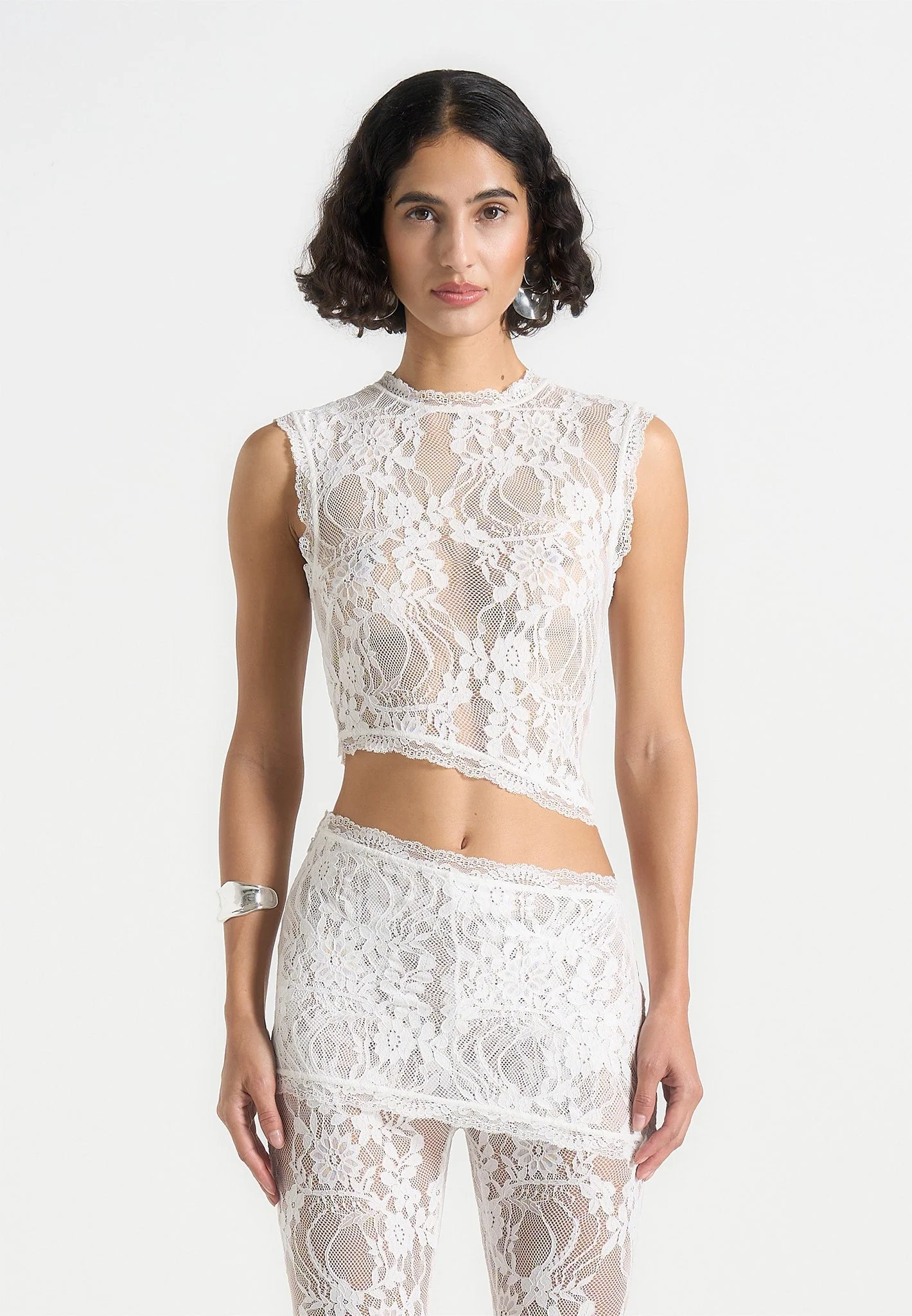 Eugenie - Lace Asymmetric Top - White - Image 4
