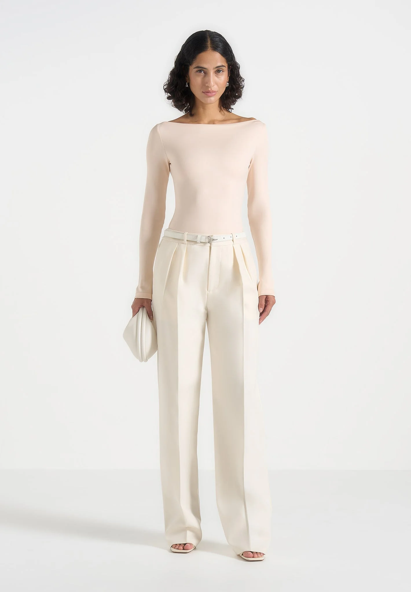 Eva - Boat Neck Bodysuit - Pale Pink