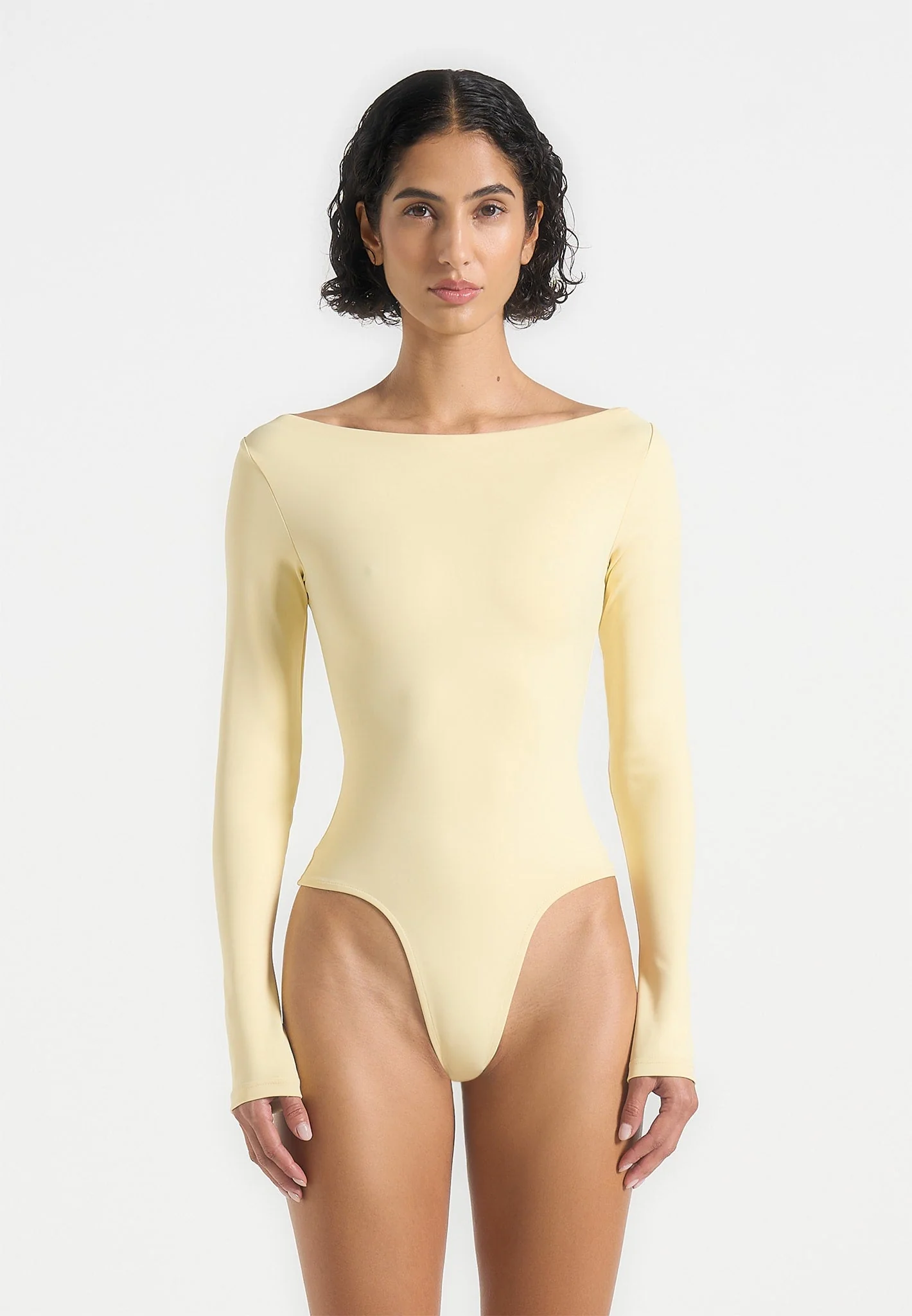 Eva - Boat Neck Bodysuit - Pale Yellow - Image 4