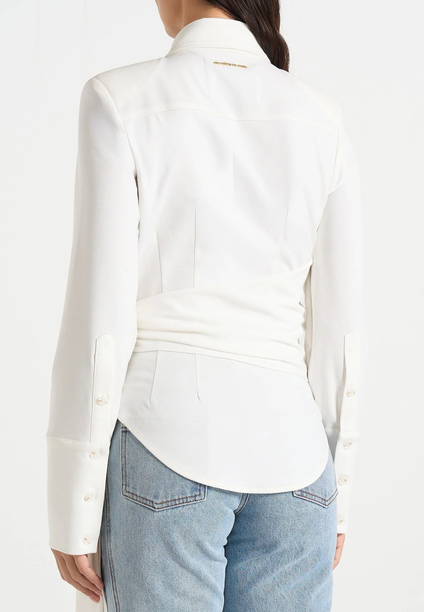 Fia - Wrap Shirt With Hardware Detail - White - Image 4