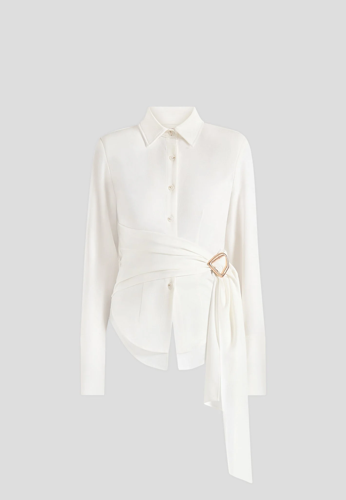 Fia - Wrap Shirt With Hardware Detail - White - Image 6