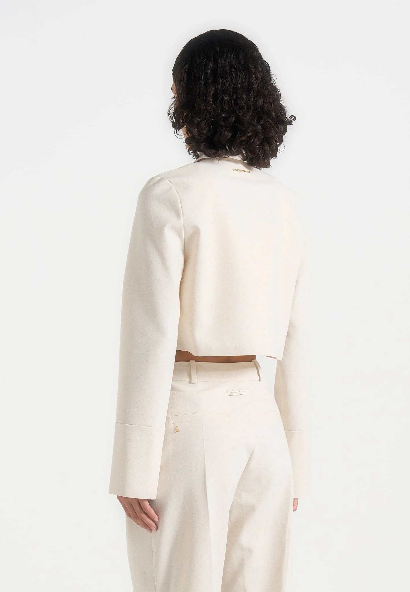 Florine - Linen Pintuck Cropped Shirt - Natural - Image 4