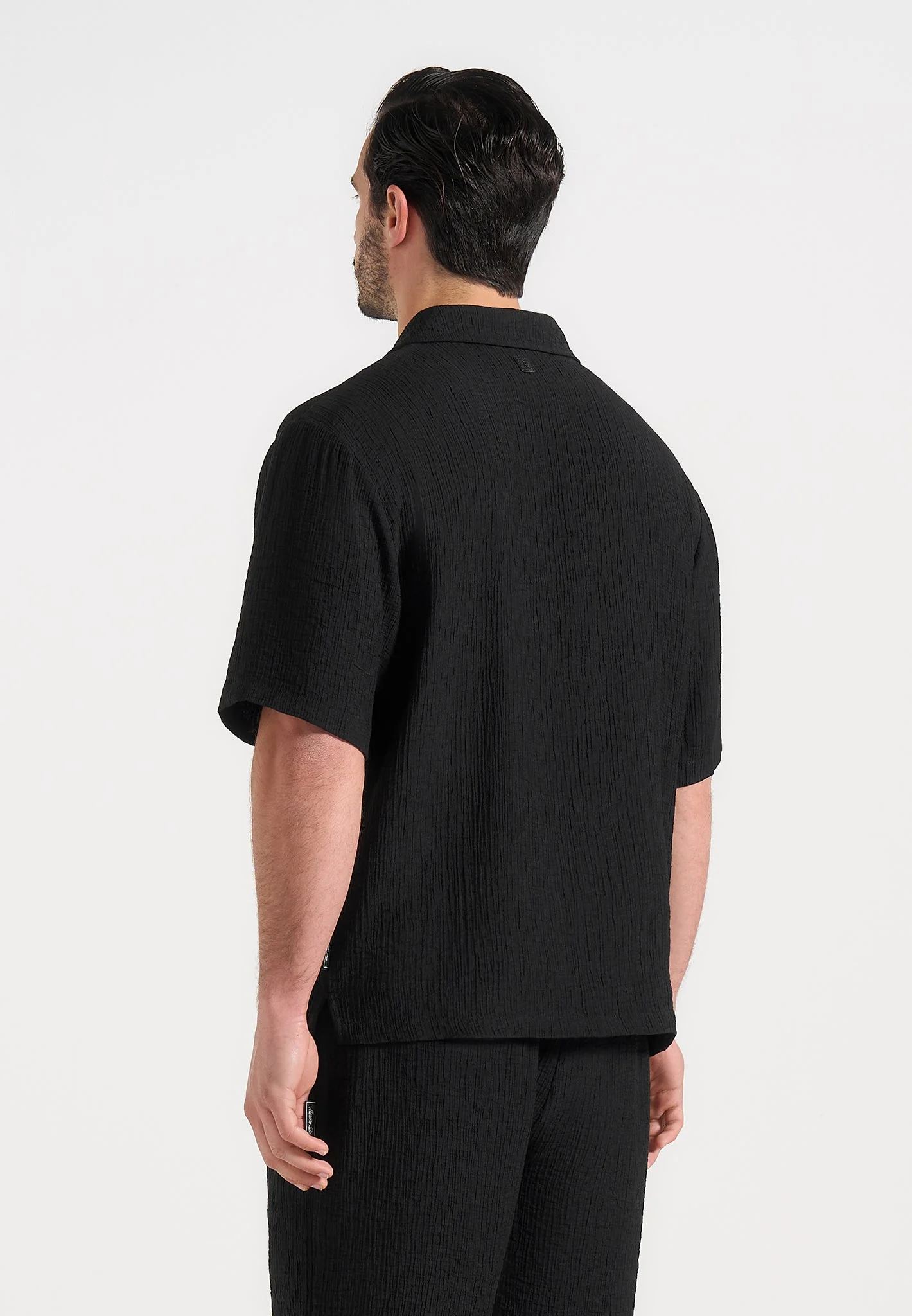 Harley - Unisex Textured Revere Shirt - Black - Image 5