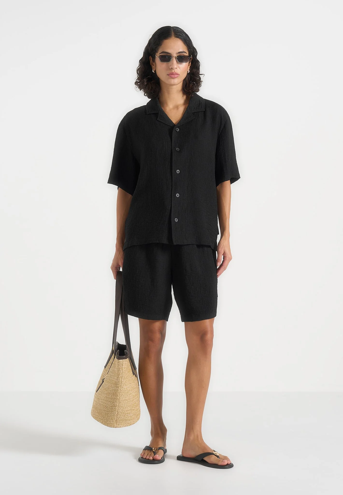 Harley - Unisex Textured Revere Shirt - Black - Image 8
