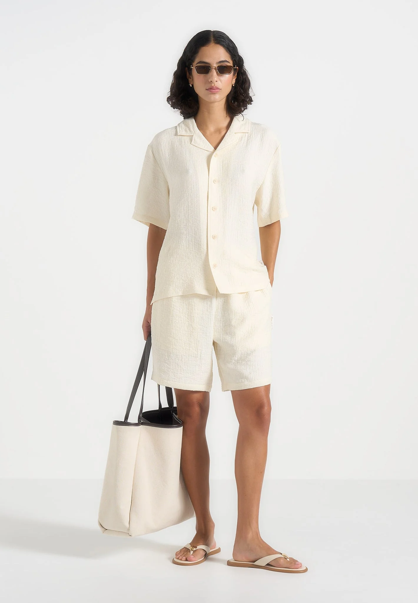 Harley - Unisex Textured Revere Shirt - Cream - Image 5