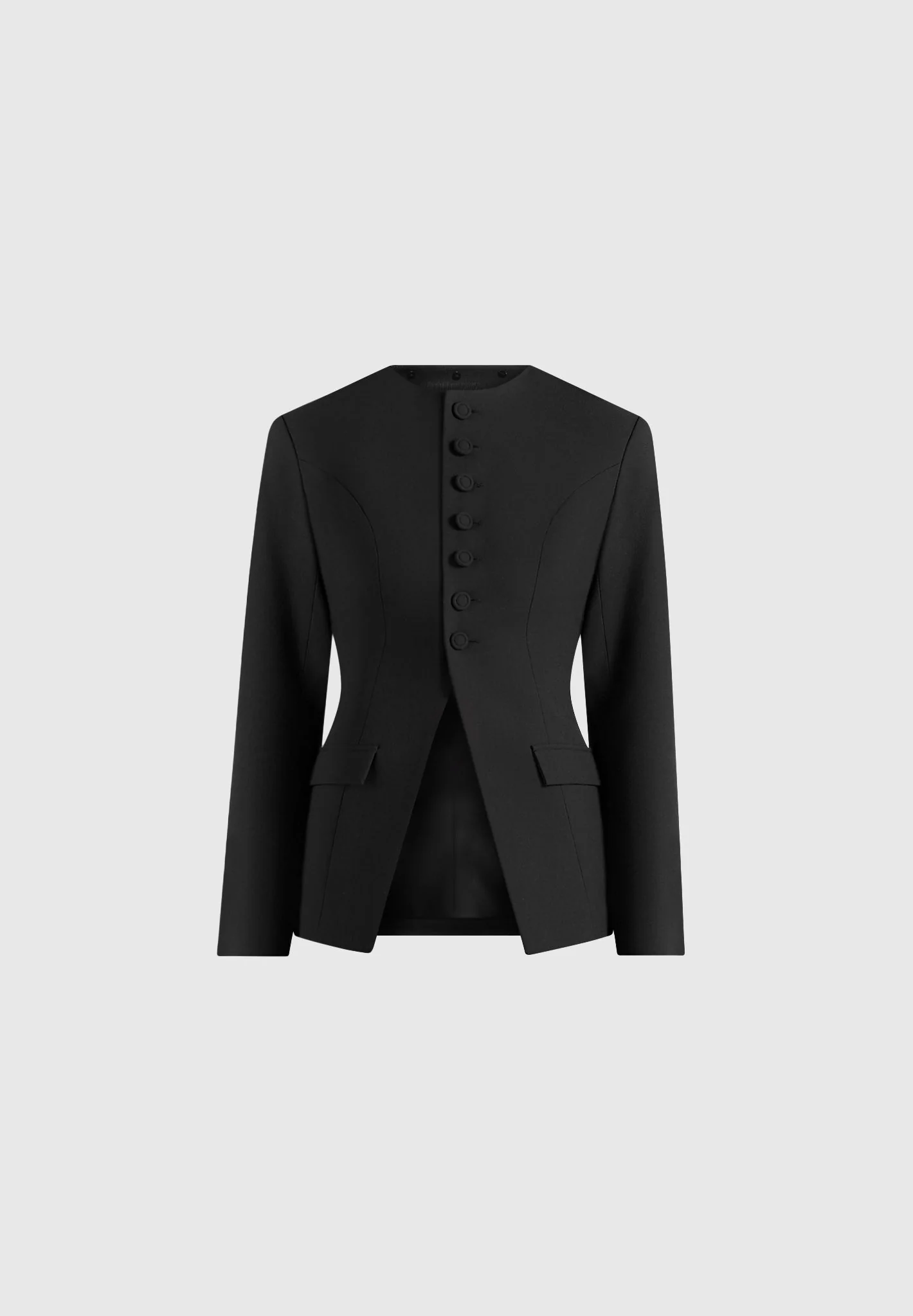 Harper - Tailored Cinch Blazer With Detachable Collar - Black - Image 8