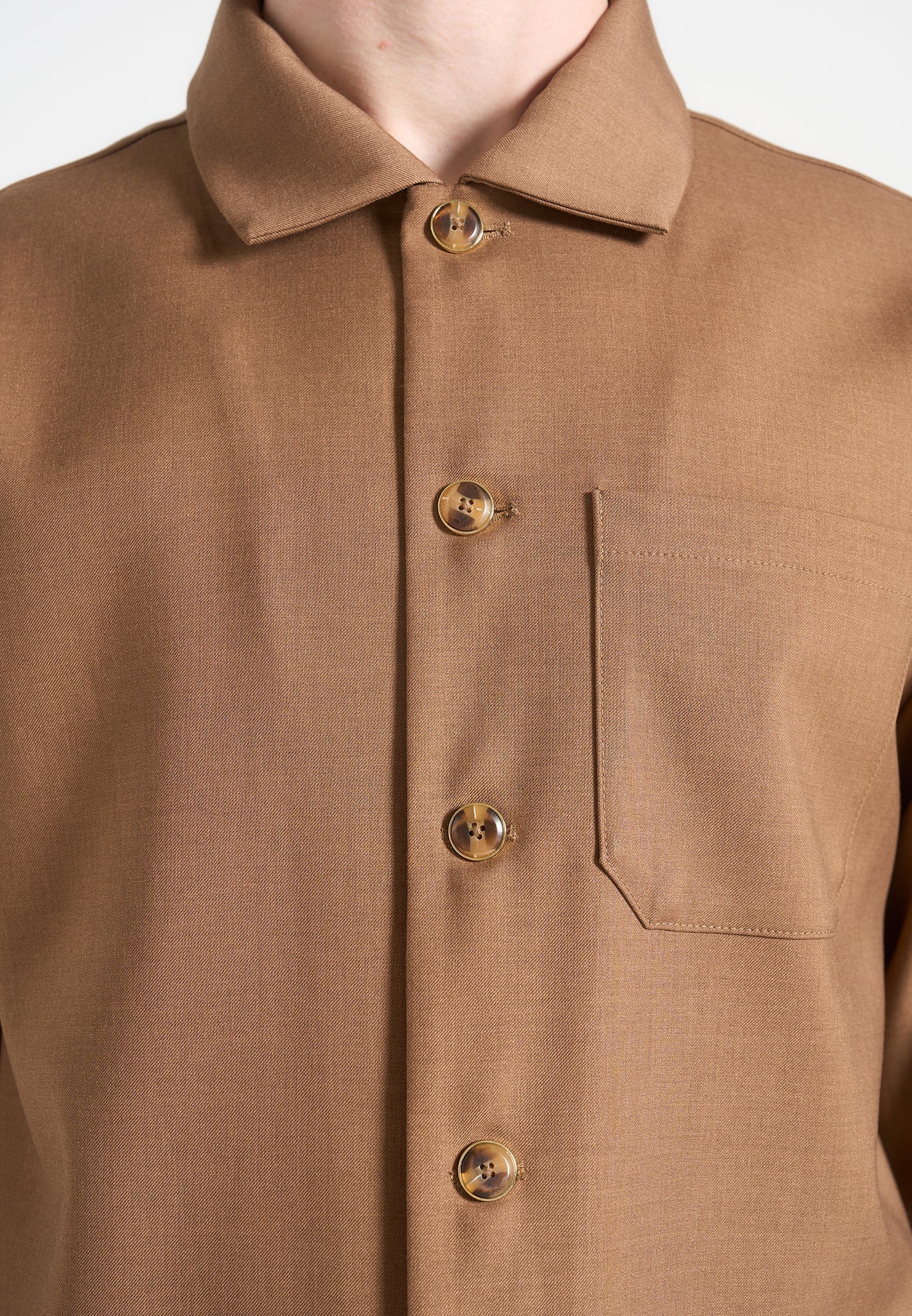 Valentin - Hatched Tailored Overshirt - Fawn - Image 3
