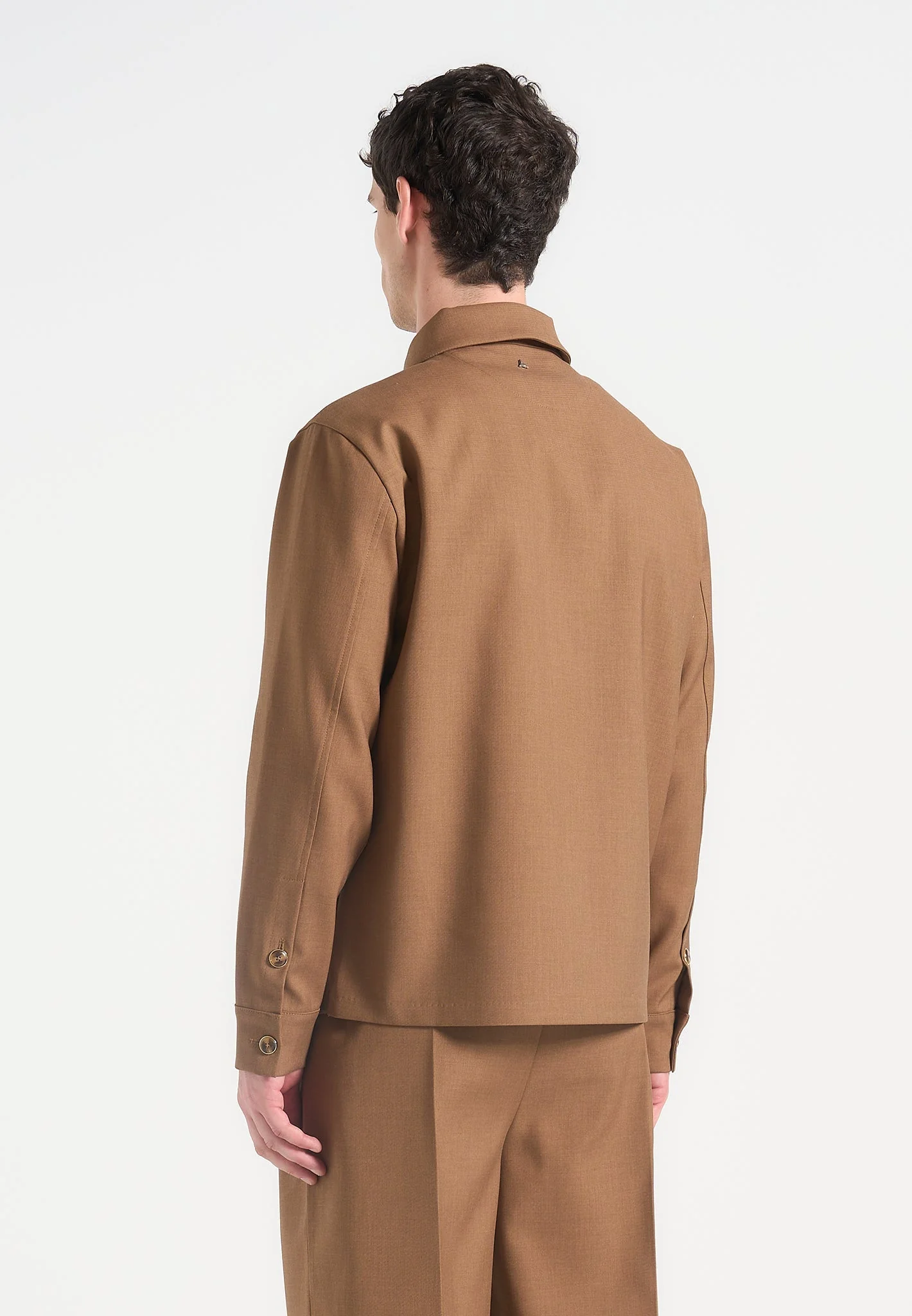 Valentin - Hatched Tailored Overshirt - Fawn - Image 4
