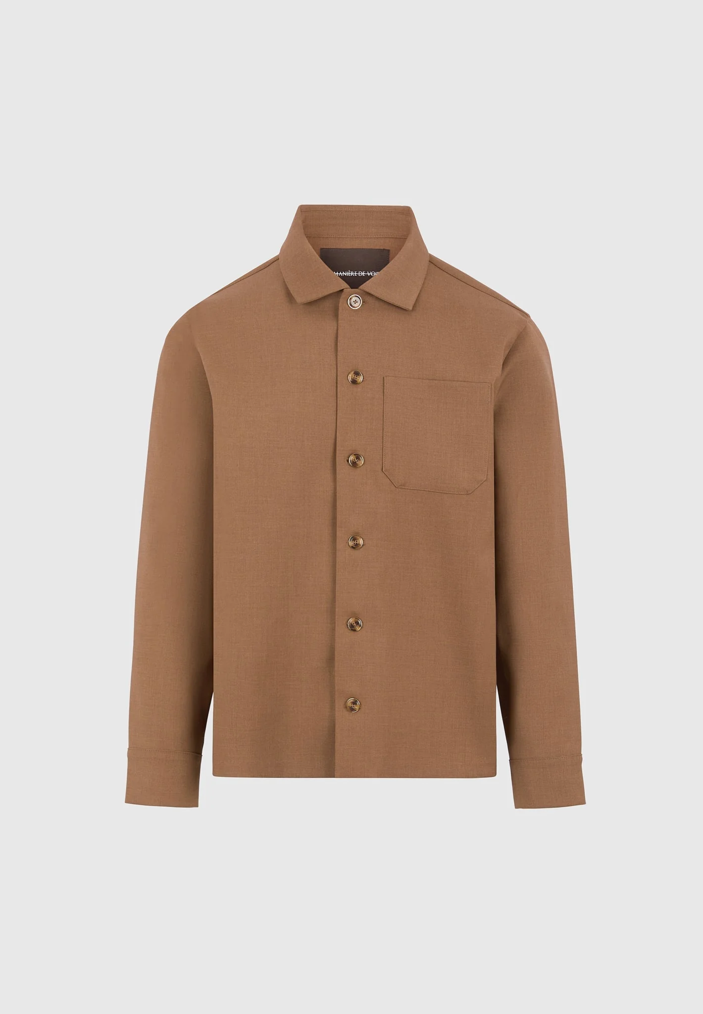Valentin - Hatched Tailored Overshirt - Fawn - Image 5
