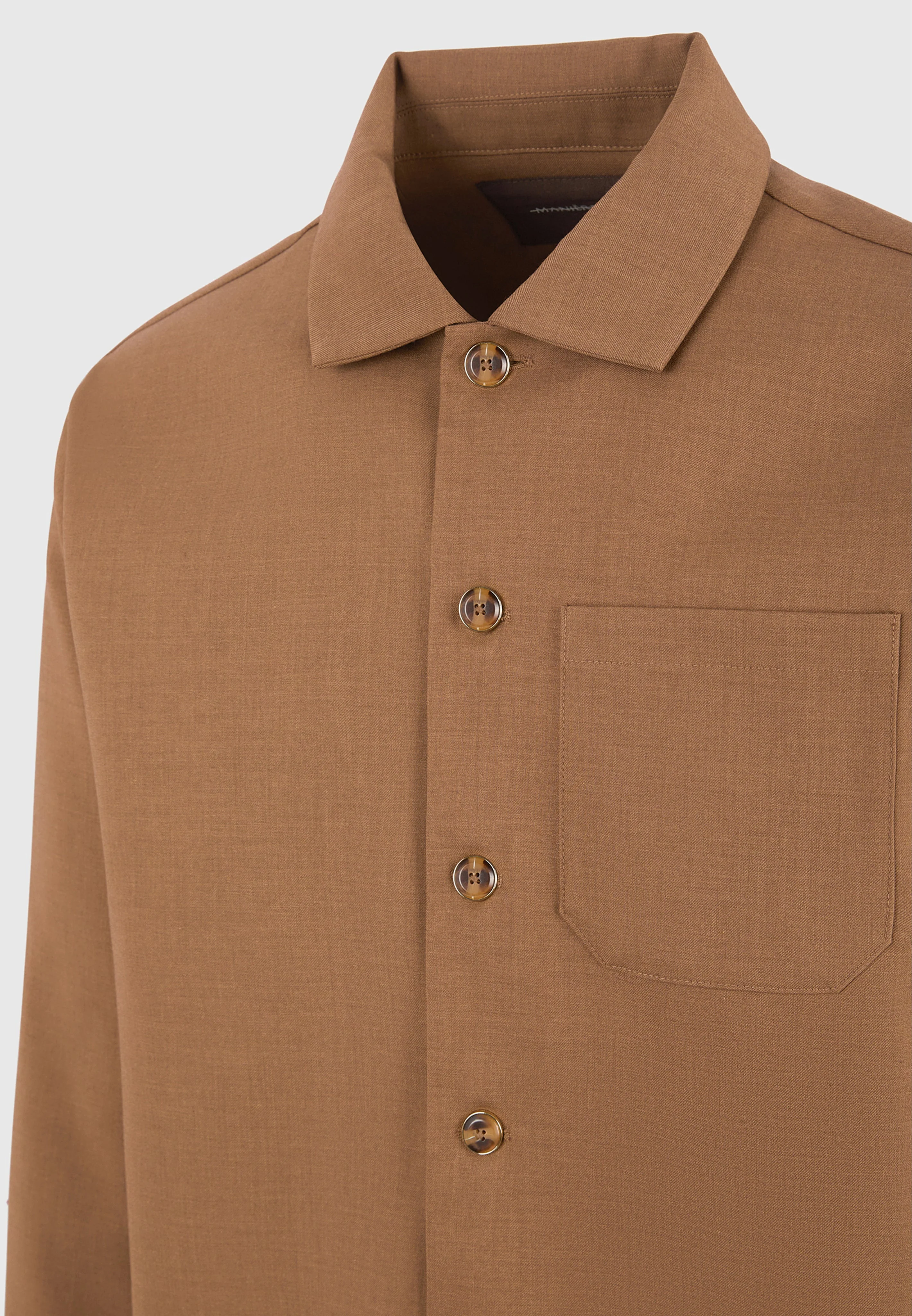 Valentin - Hatched Tailored Overshirt - Fawn - Image 6
