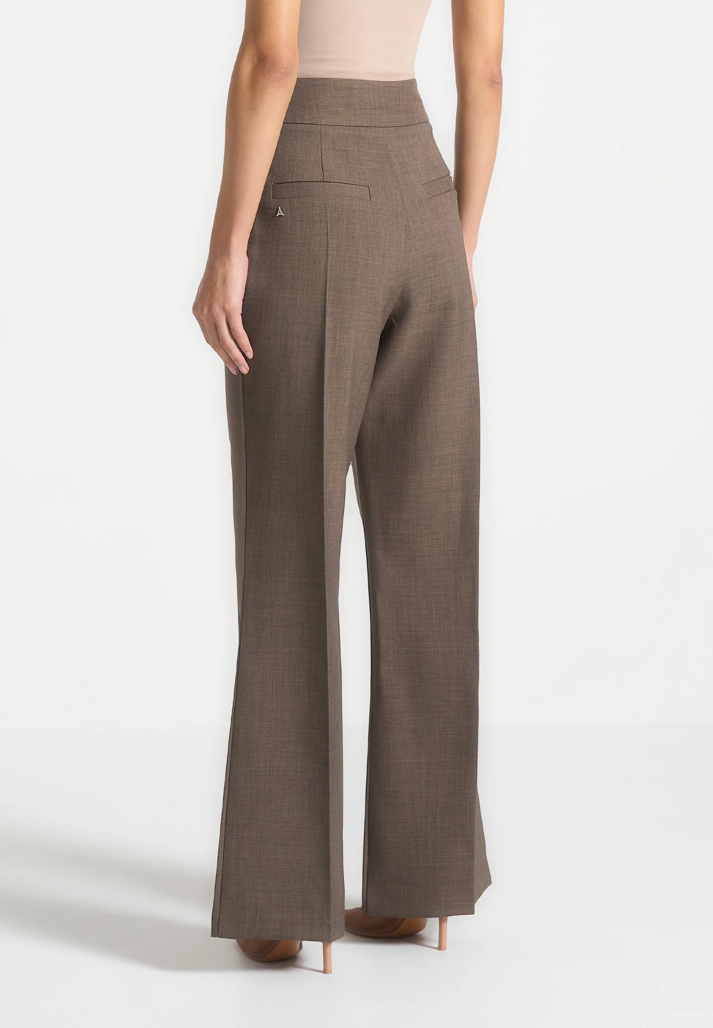 Elsa - High Waisted Tailored Trousers - Dark Taupe - Image 5