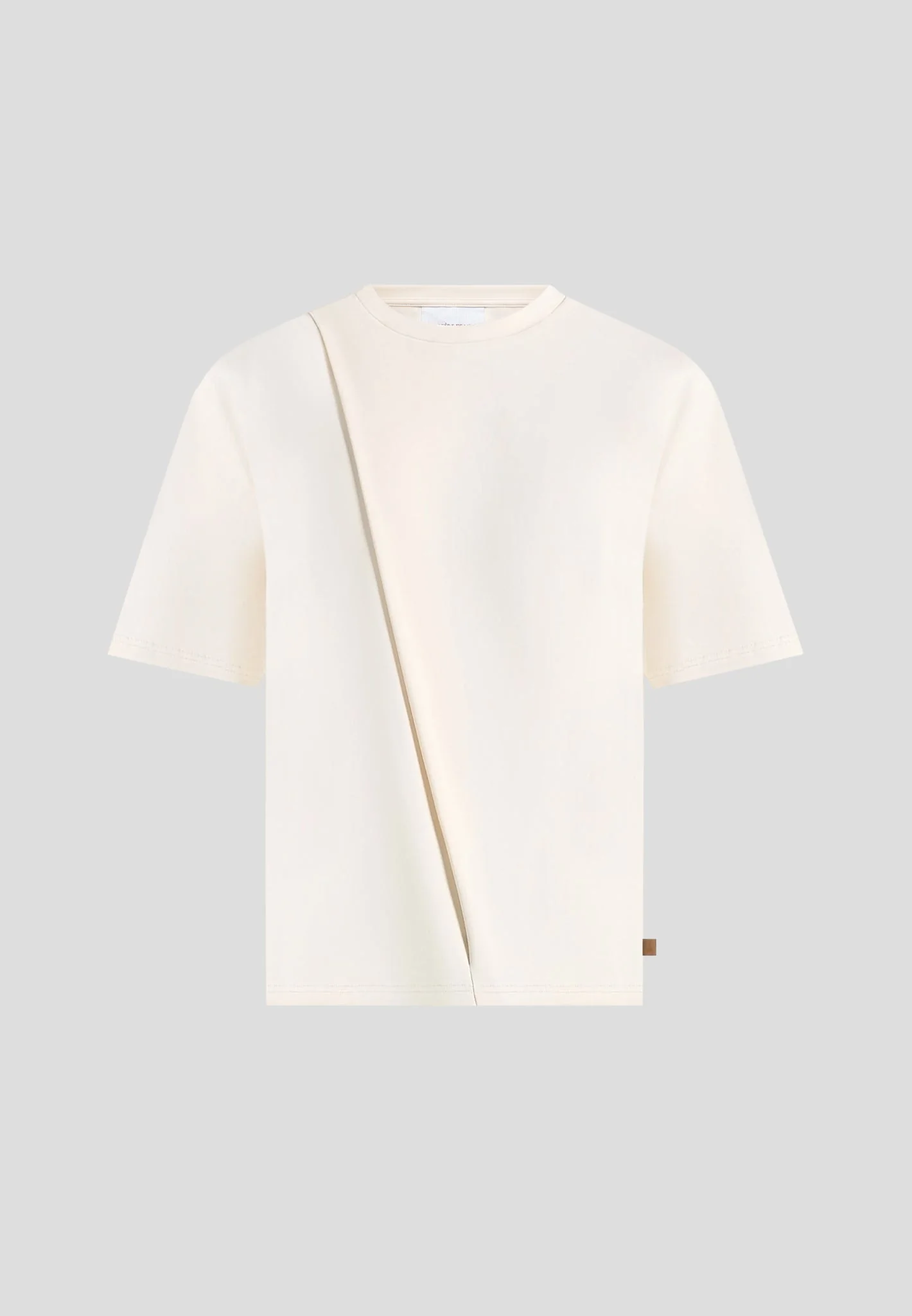 Hugo - Relaxed Fit Cotton T-Shirt With Pleat - Cream - Image 6