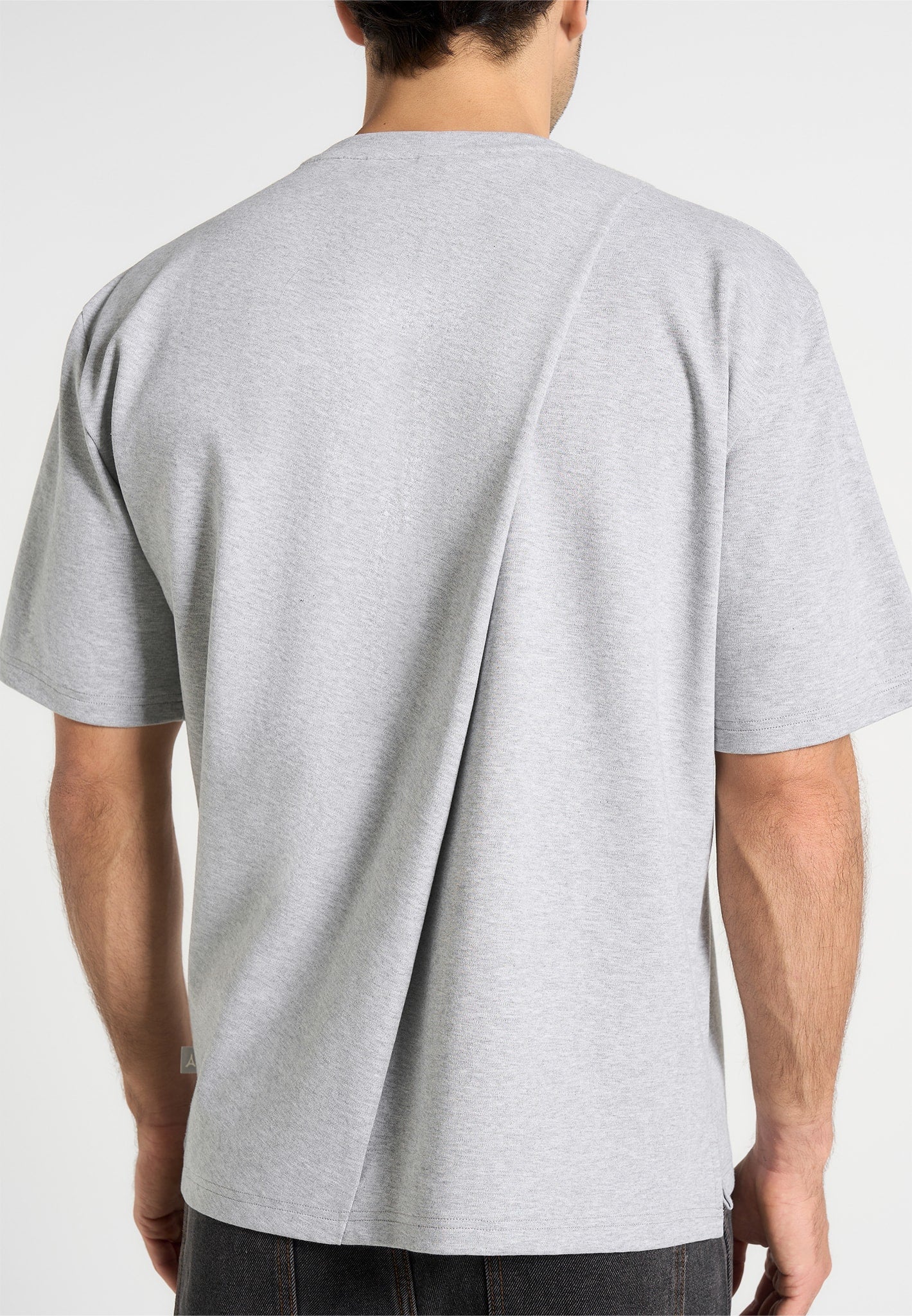 Hugo - Relaxed Fit Cotton T-Shirt With Pleat - Grey - Image 3