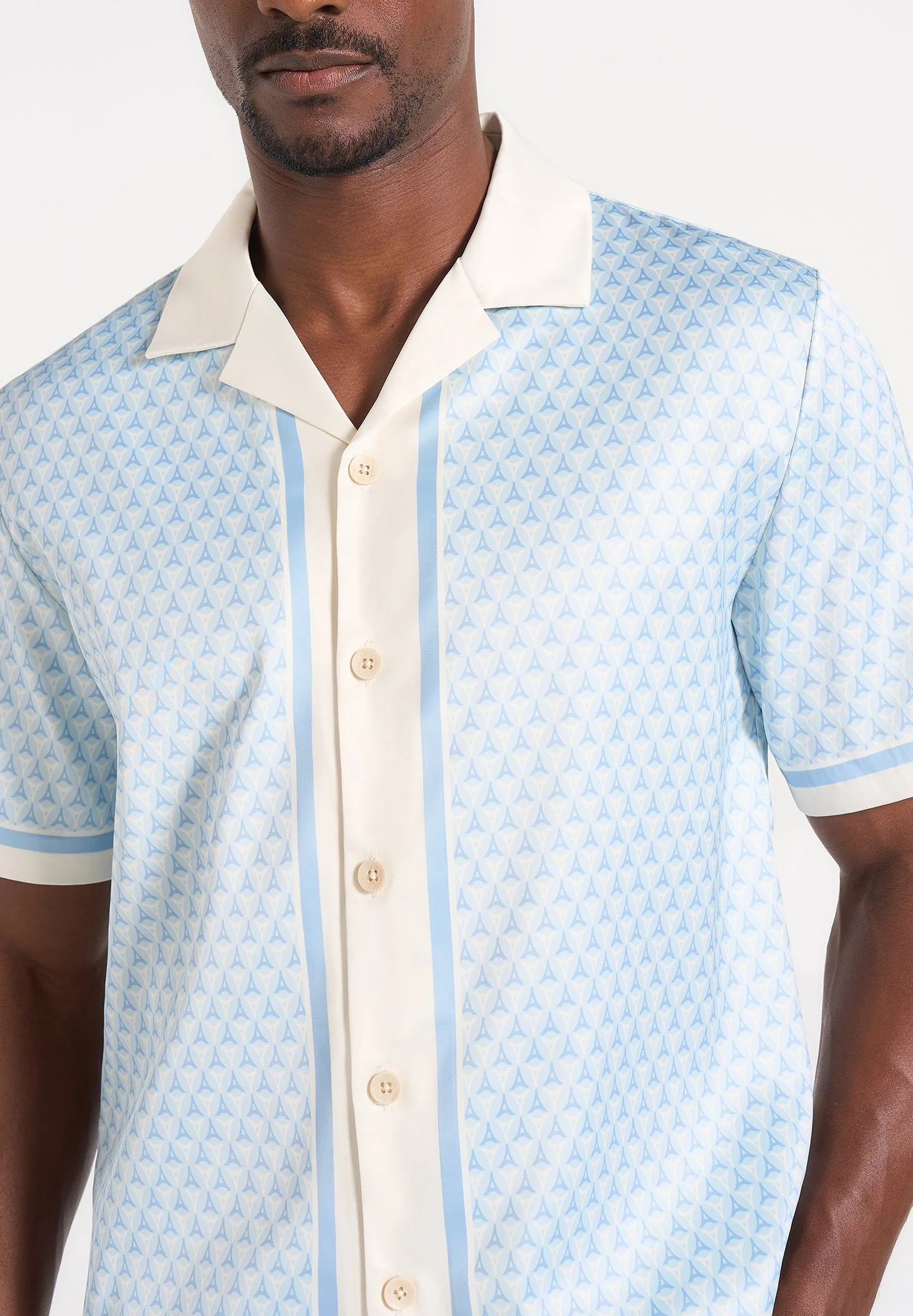 Idriss - Eiffel Monogram Resort Shirt - Pale Blue - Image 4
