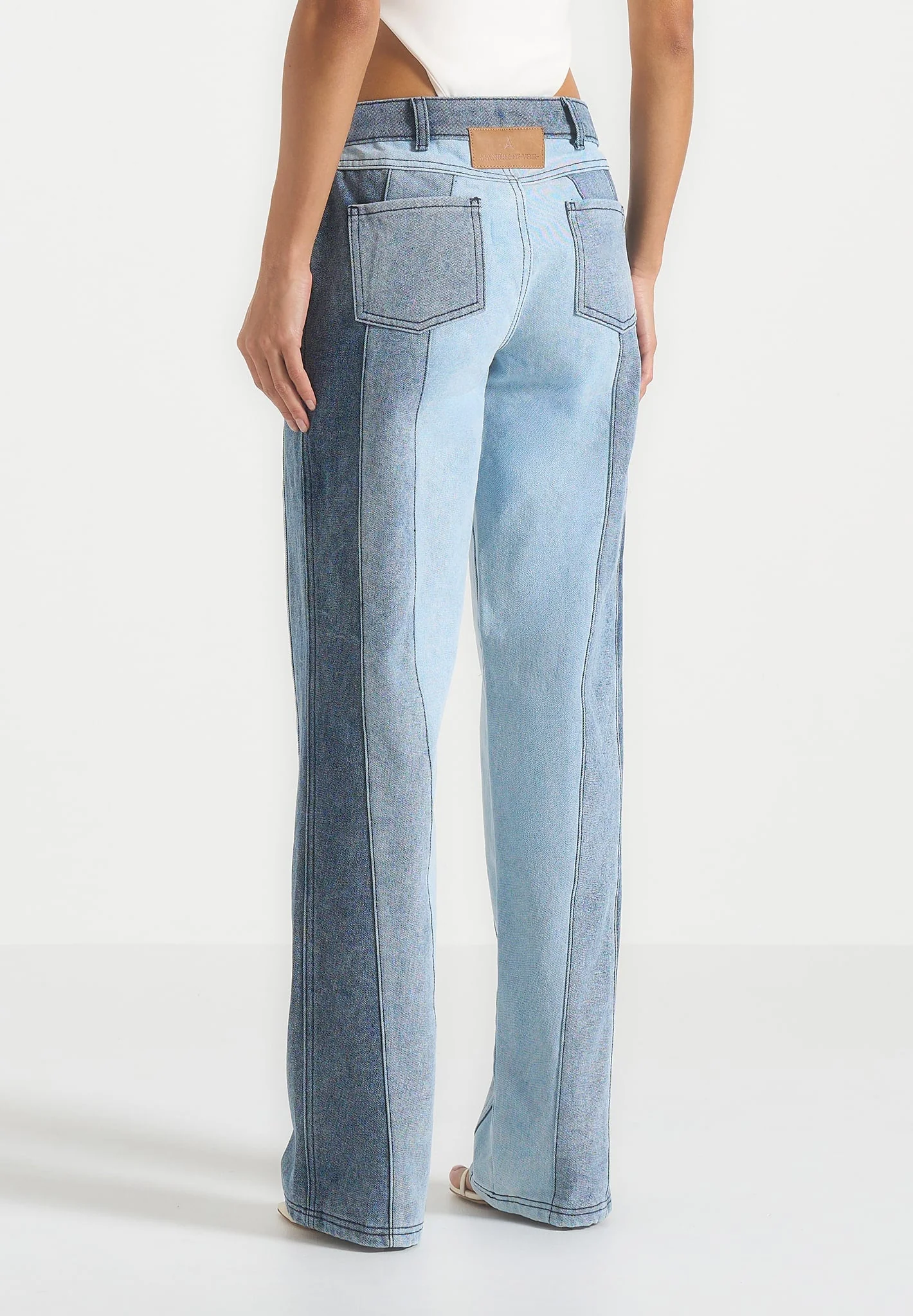 Jacinda - Colour Block Denim Jeans - Mid Blue - Image 3