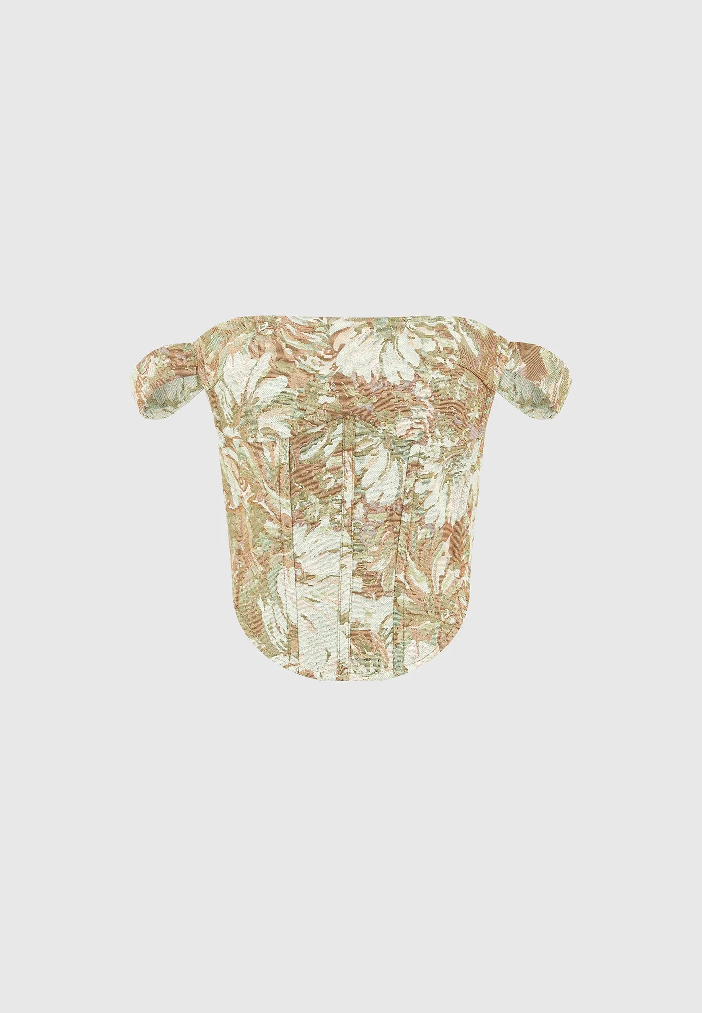Bonnie - Jacquard Bardot Corset Top - Sage - Image 7