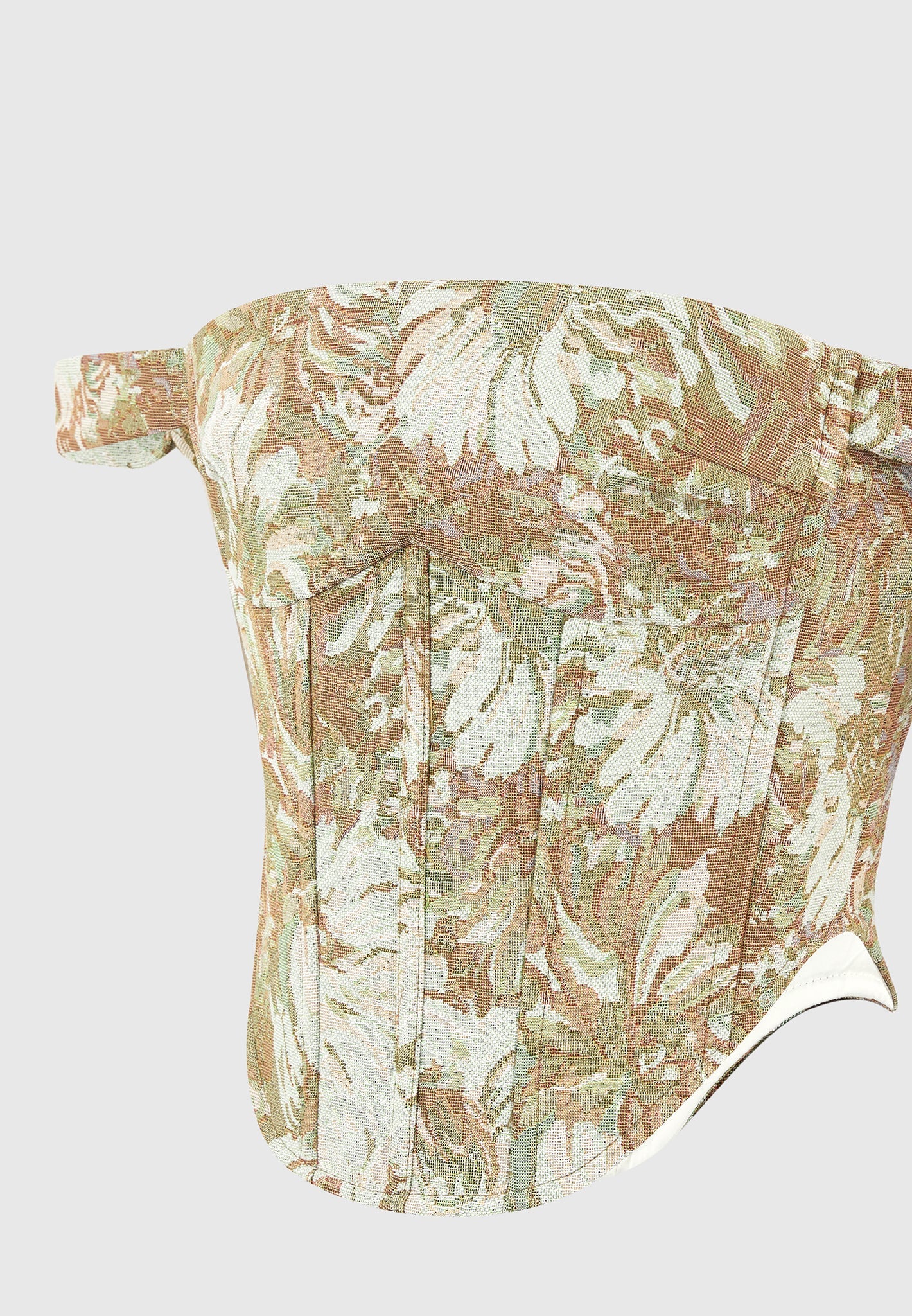 Bonnie - Jacquard Bardot Corset Top - Sage - Image 8