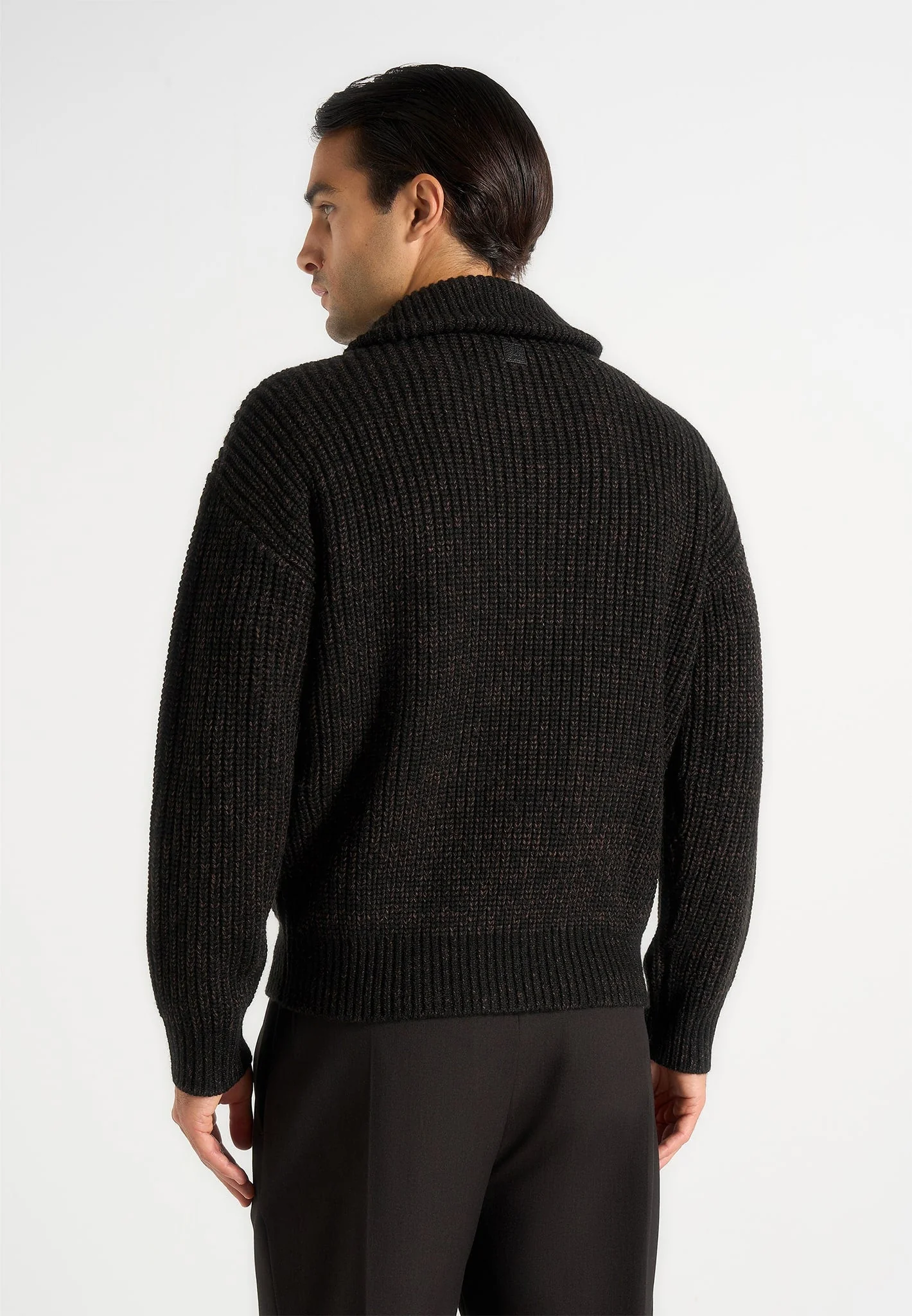Jamie - Unisex Speckled Zip Through Jacket - Black - Image 7