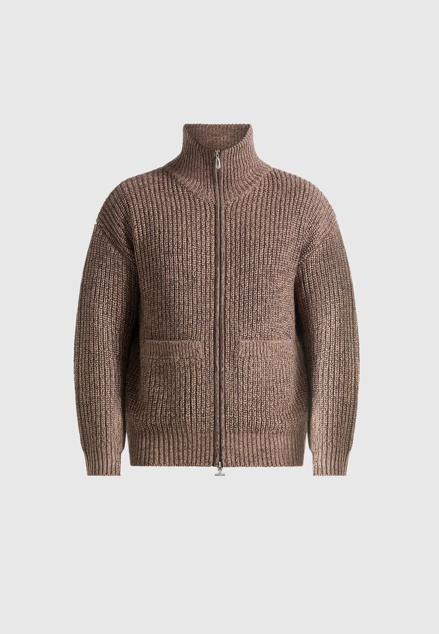 Jamie - Unisex Speckled Zip Through Jacket - Taupe - Image 10