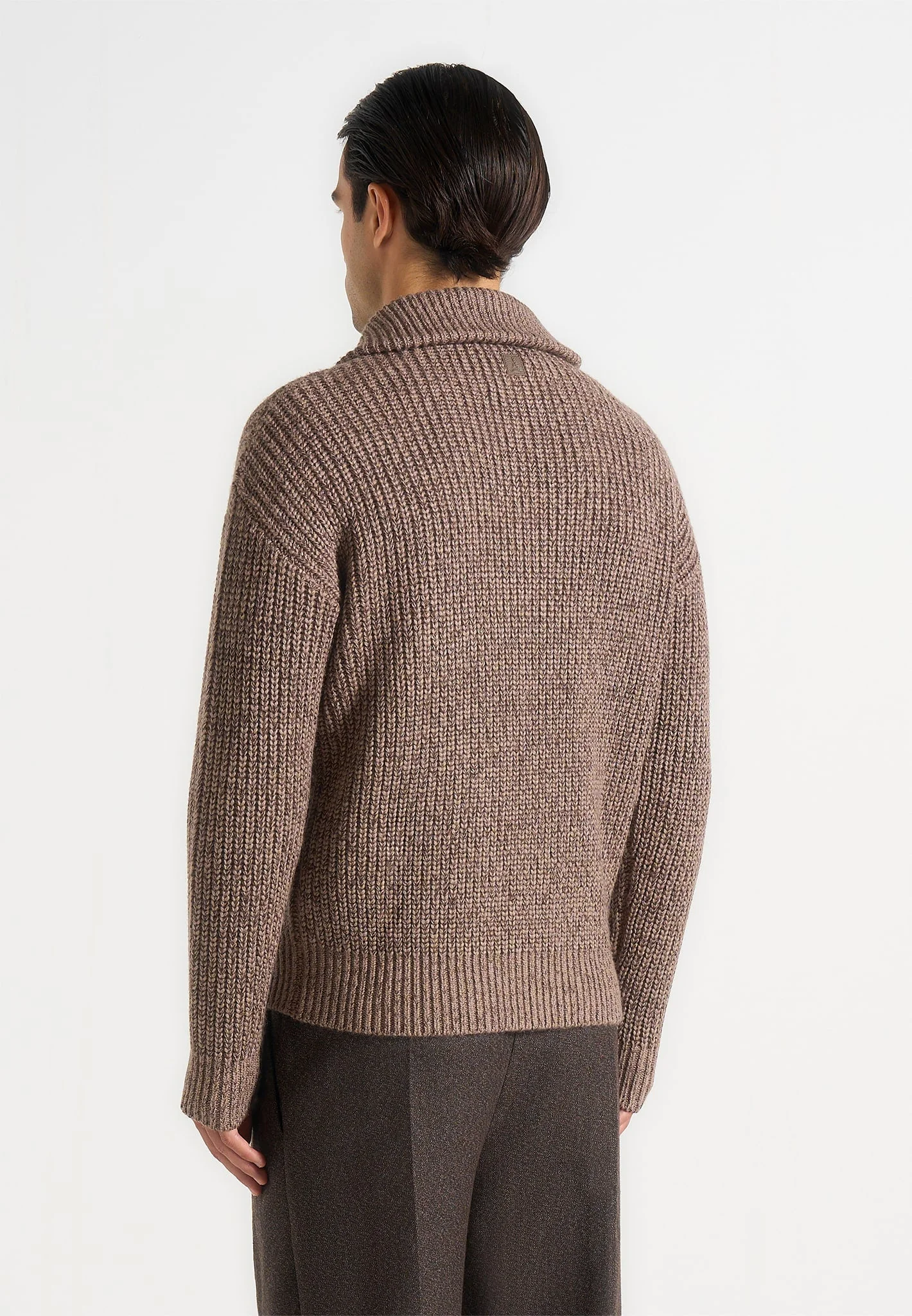 Jamie - Unisex Speckled Zip Through Jacket - Taupe - Image 7