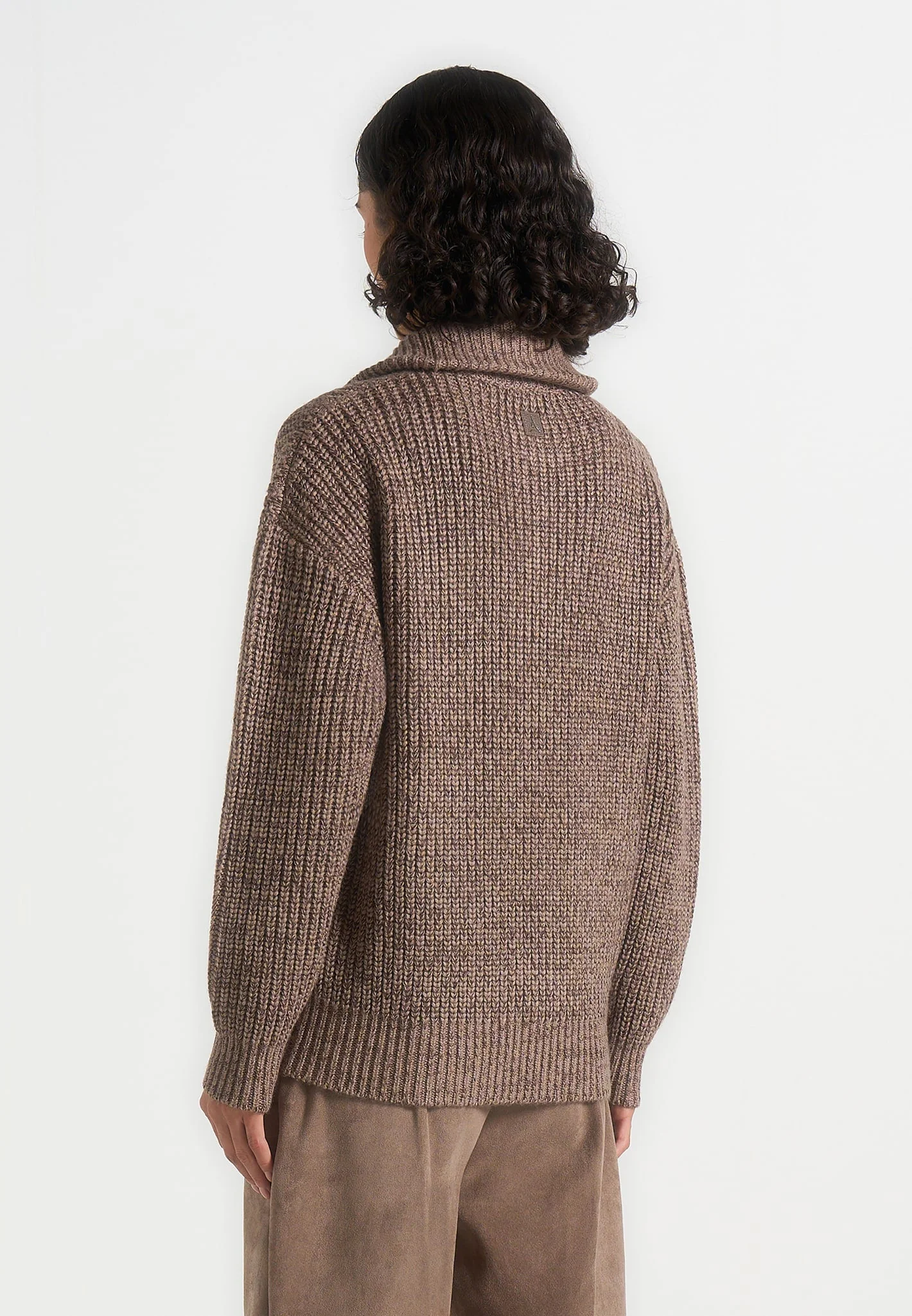Jamie - Unisex Speckled Zip Through Jacket - Taupe - Image 9