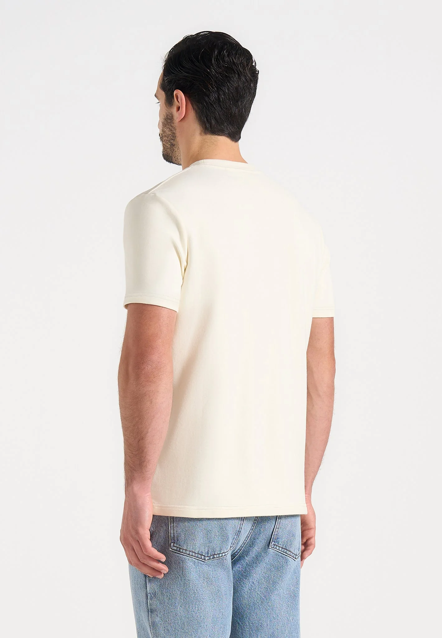 Joris - Whipstitch Pocket Detail T-Shirt - Cream - Image 3