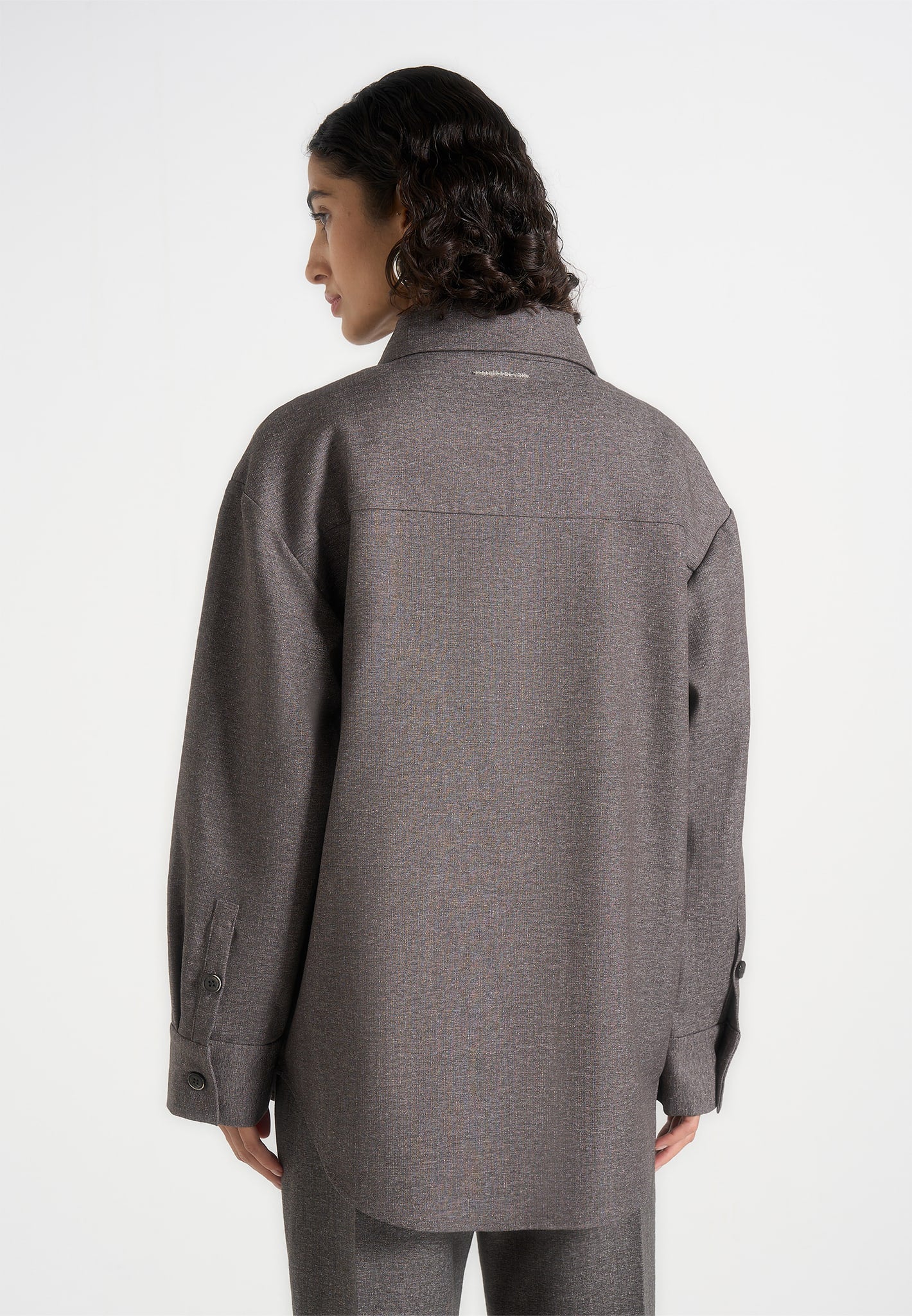 Joy - Tailored Oversized Shirt - Grey Marl - Image 3