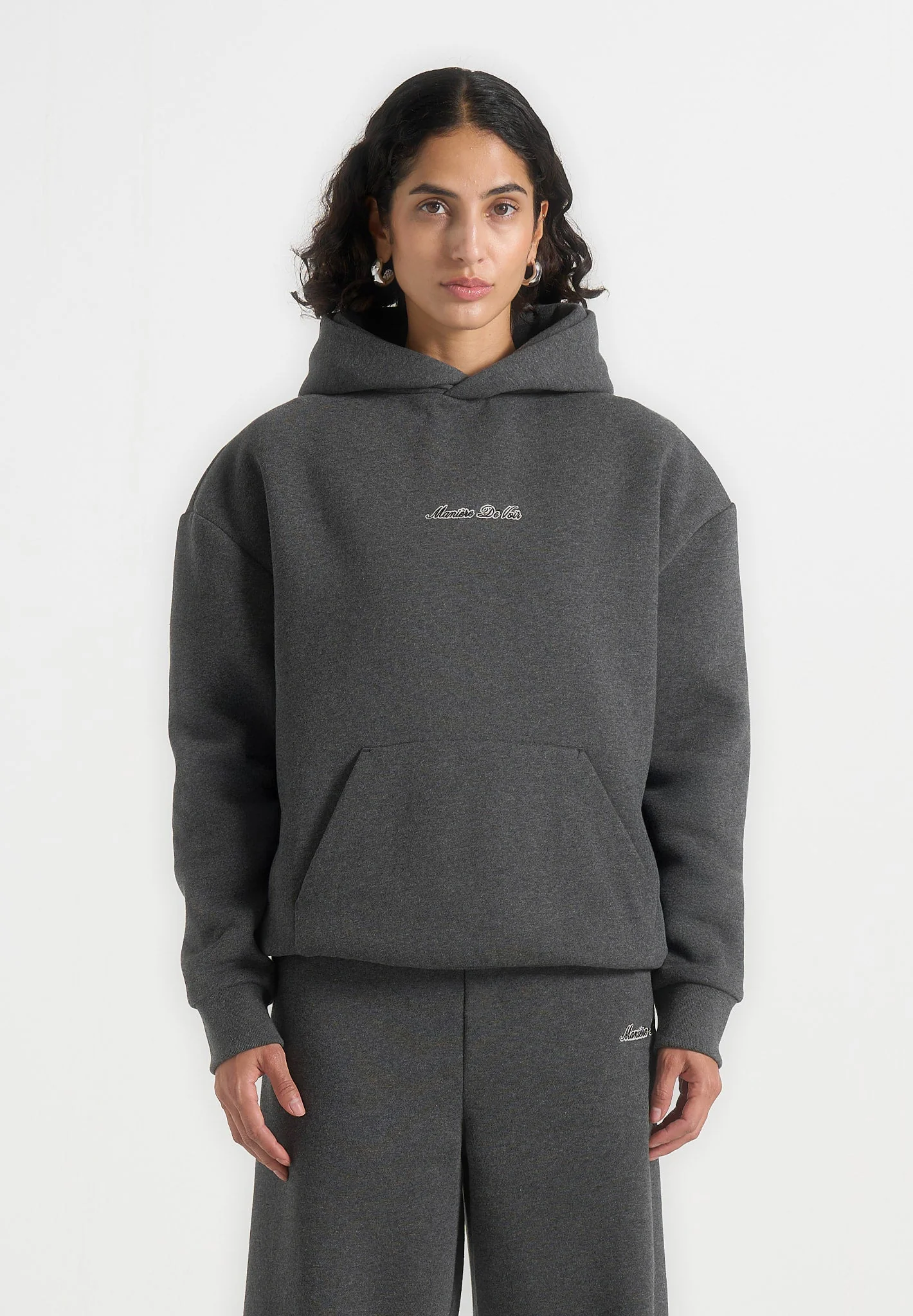 JS001 - Unisex Signature Relaxed Fit Hoodie - Charcoal Grey - Image 4