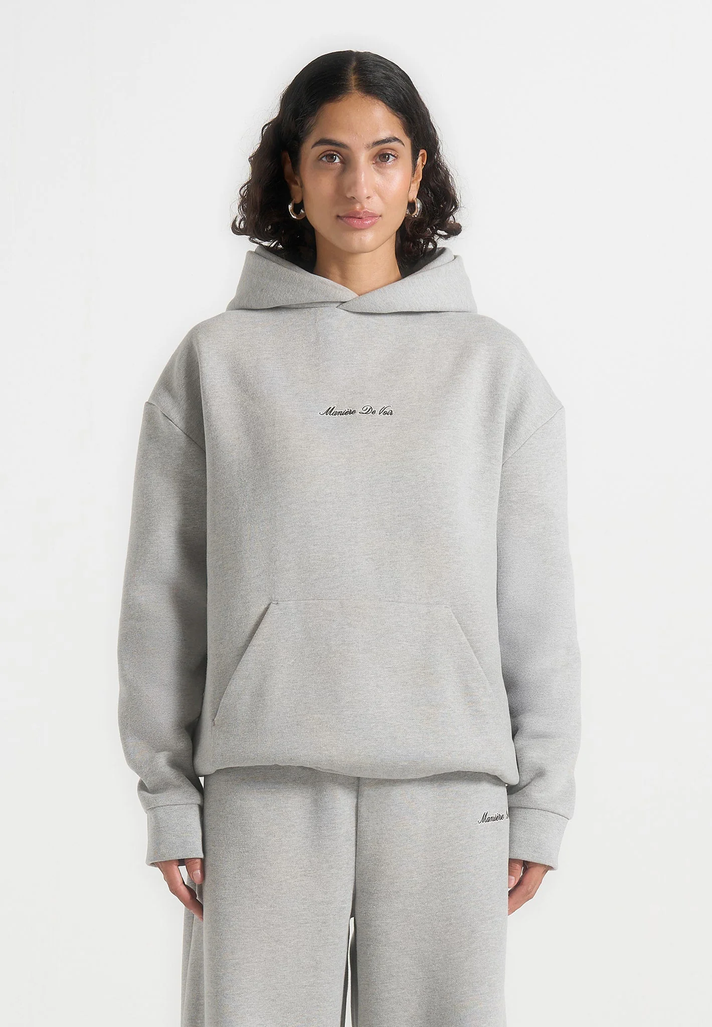JS001 - Unisex Signature Relaxed Fit Hoodie - Grey Marl - Image 10