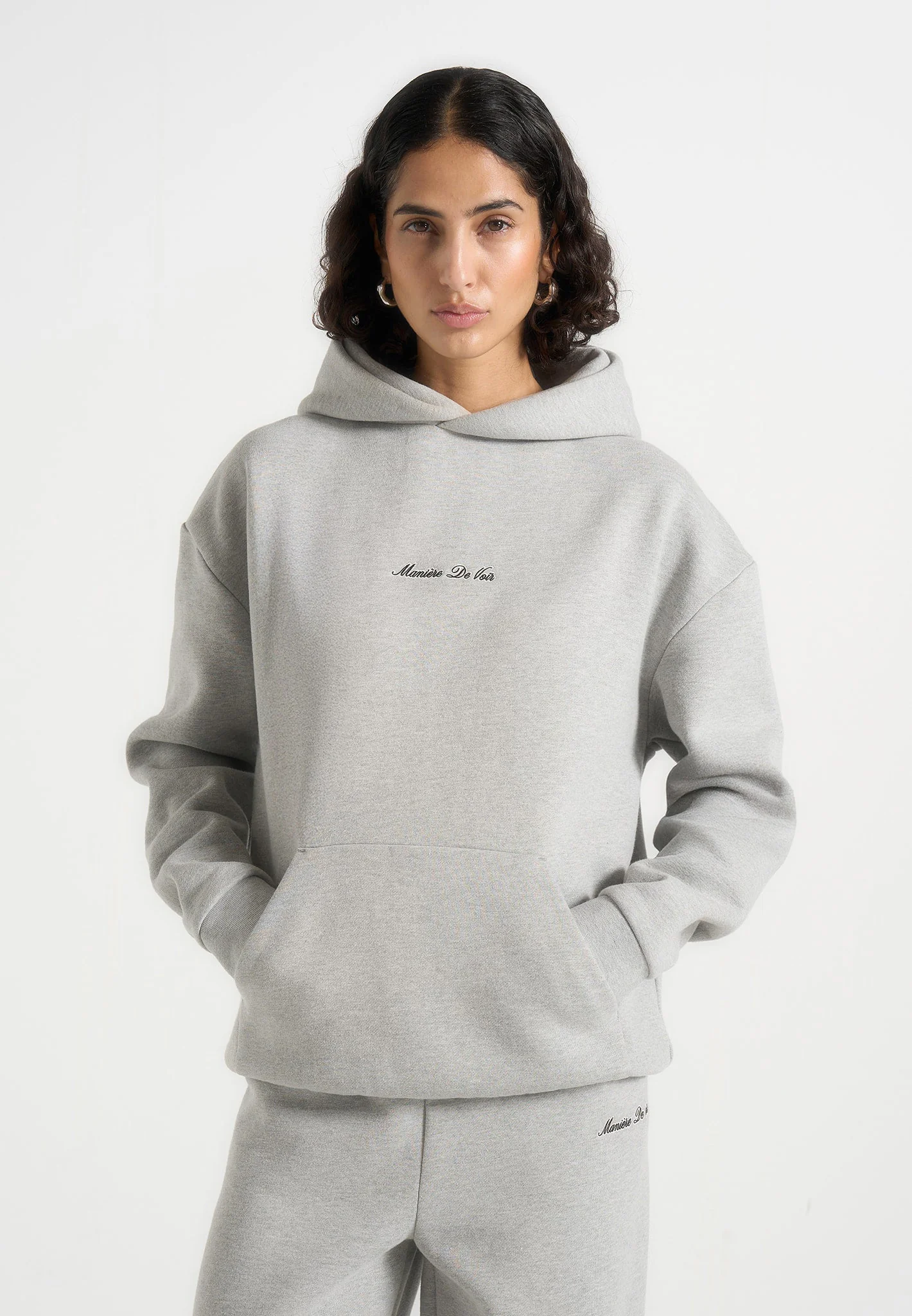 JS001 - Unisex Signature Relaxed Fit Hoodie - Grey Marl - Image 6