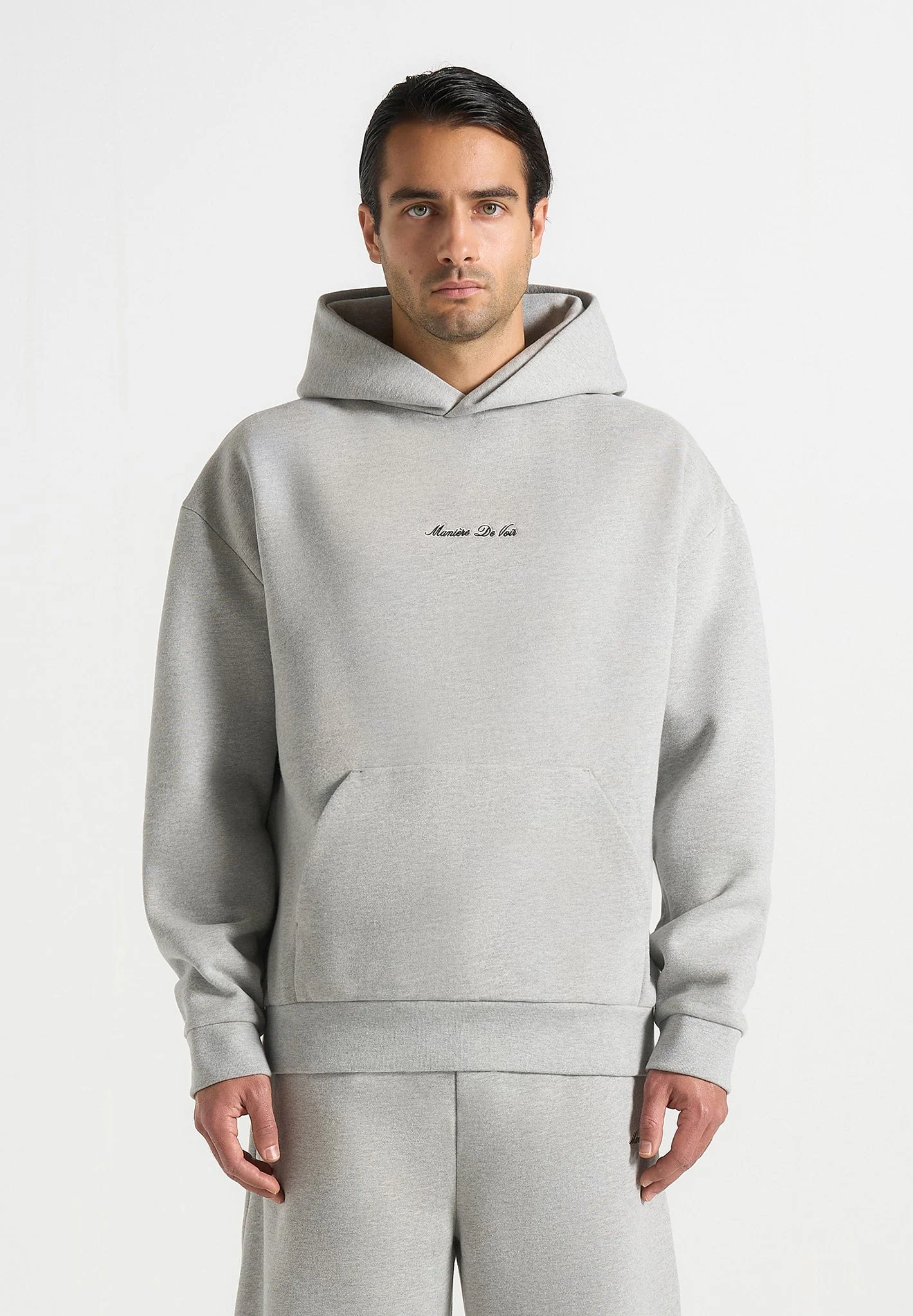 JS001 - Unisex Signature Relaxed Fit Hoodie - Grey Marl - Image 7