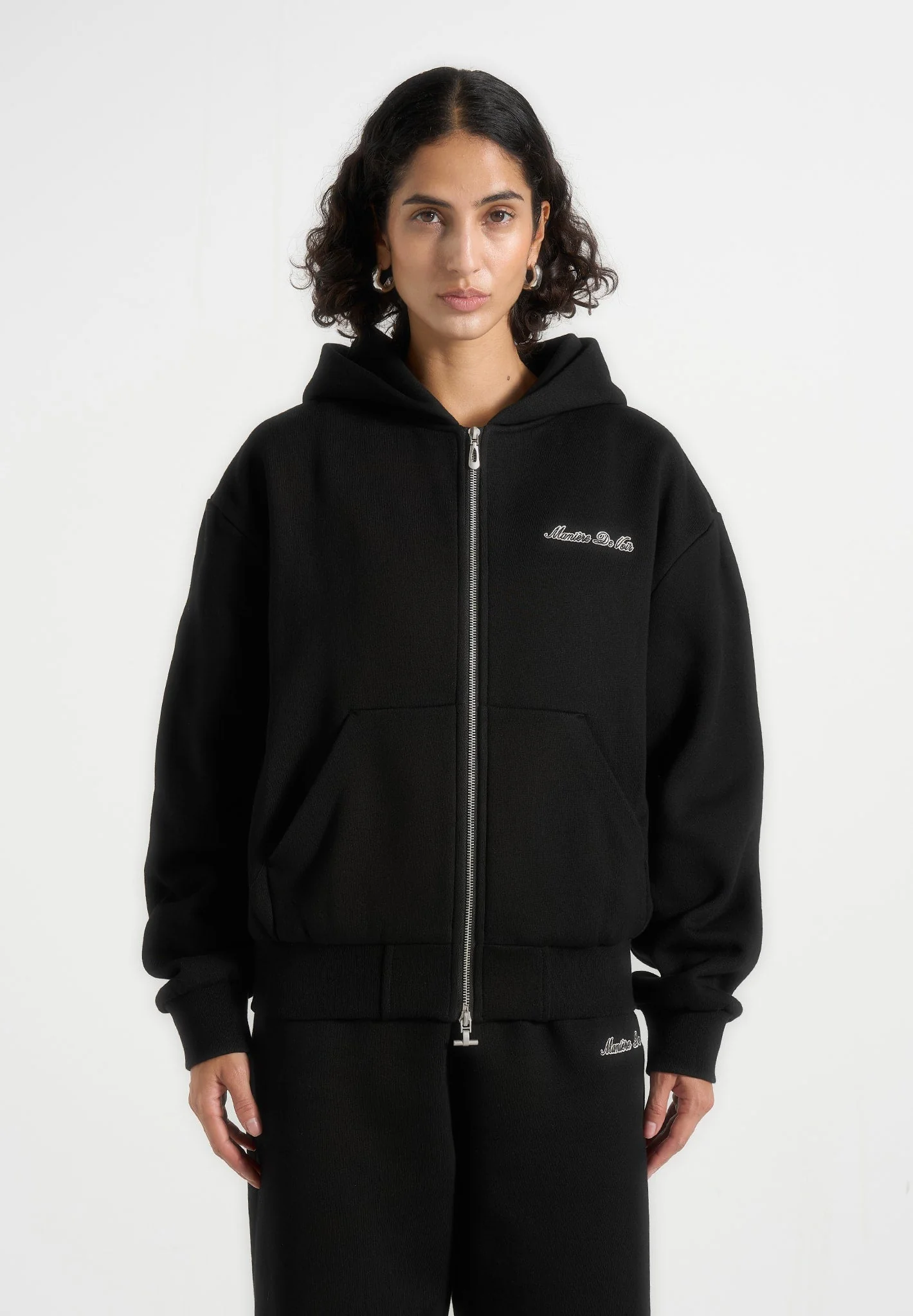 JS002 - Unisex Signature Relaxed Fit Zip Hoodie - Black - Image 10