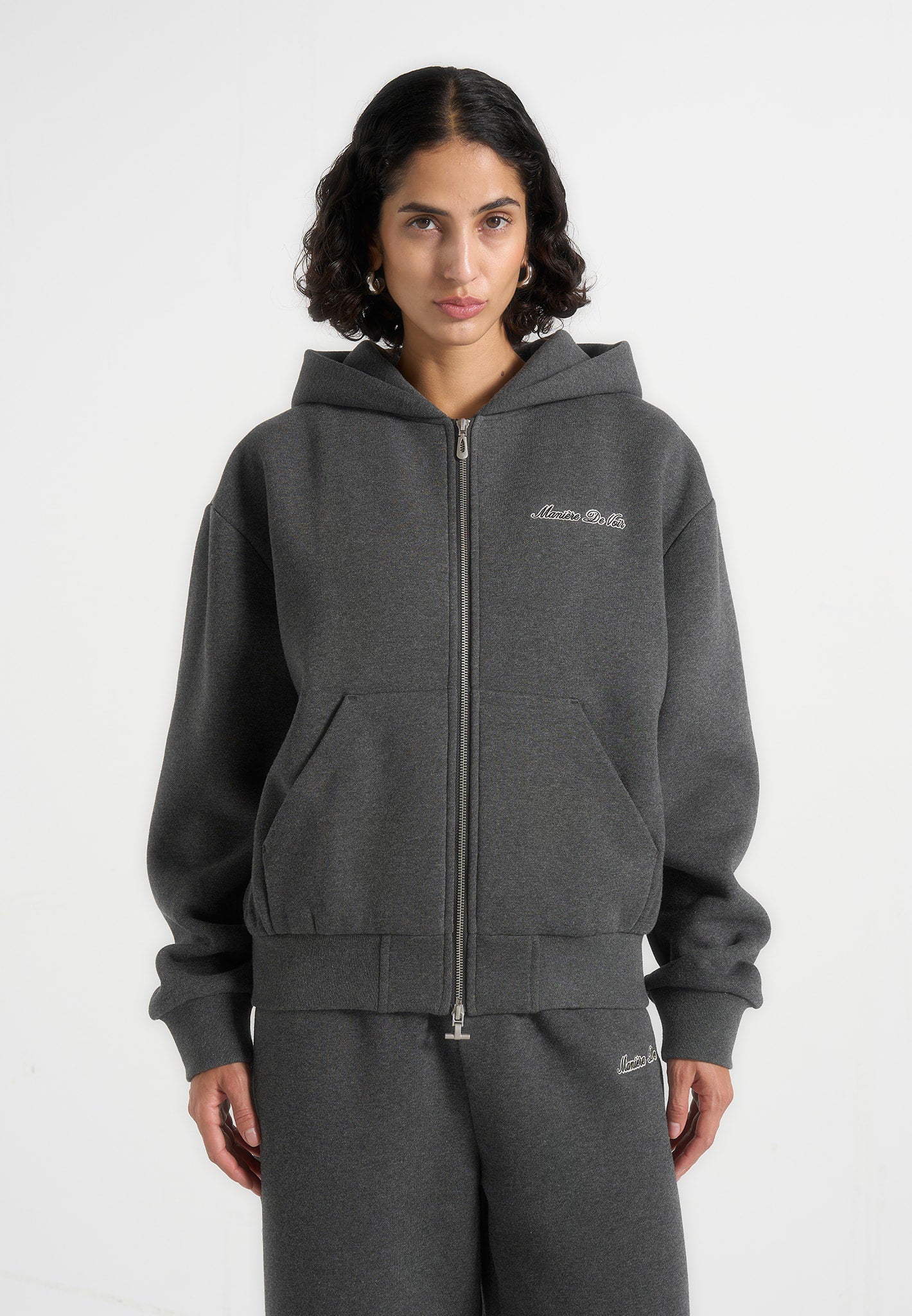 JS002 - Unisex Signature Relaxed Fit Zip Hoodie - Charcoal Grey - Image 10
