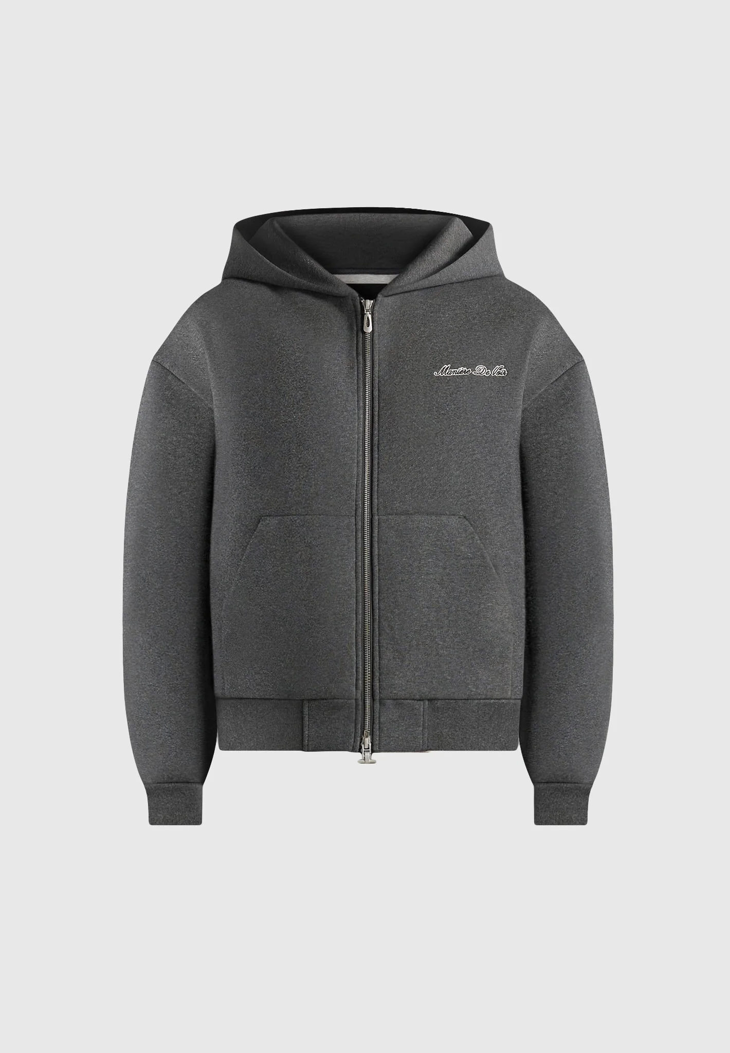JS002 - Unisex Signature Relaxed Fit Zip Hoodie - Charcoal Grey - Image 3