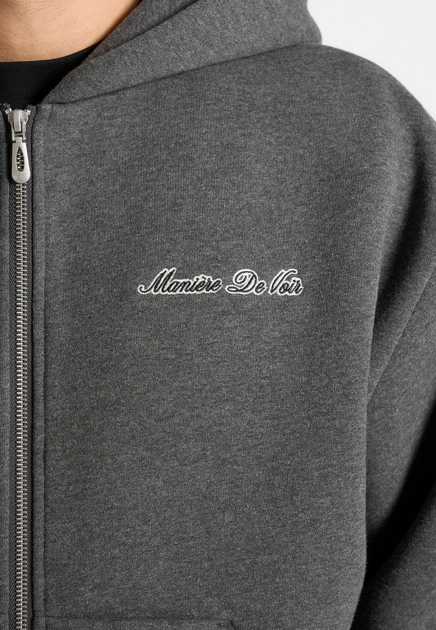 JS002 - Unisex Signature Relaxed Fit Zip Hoodie - Charcoal Grey - Image 7