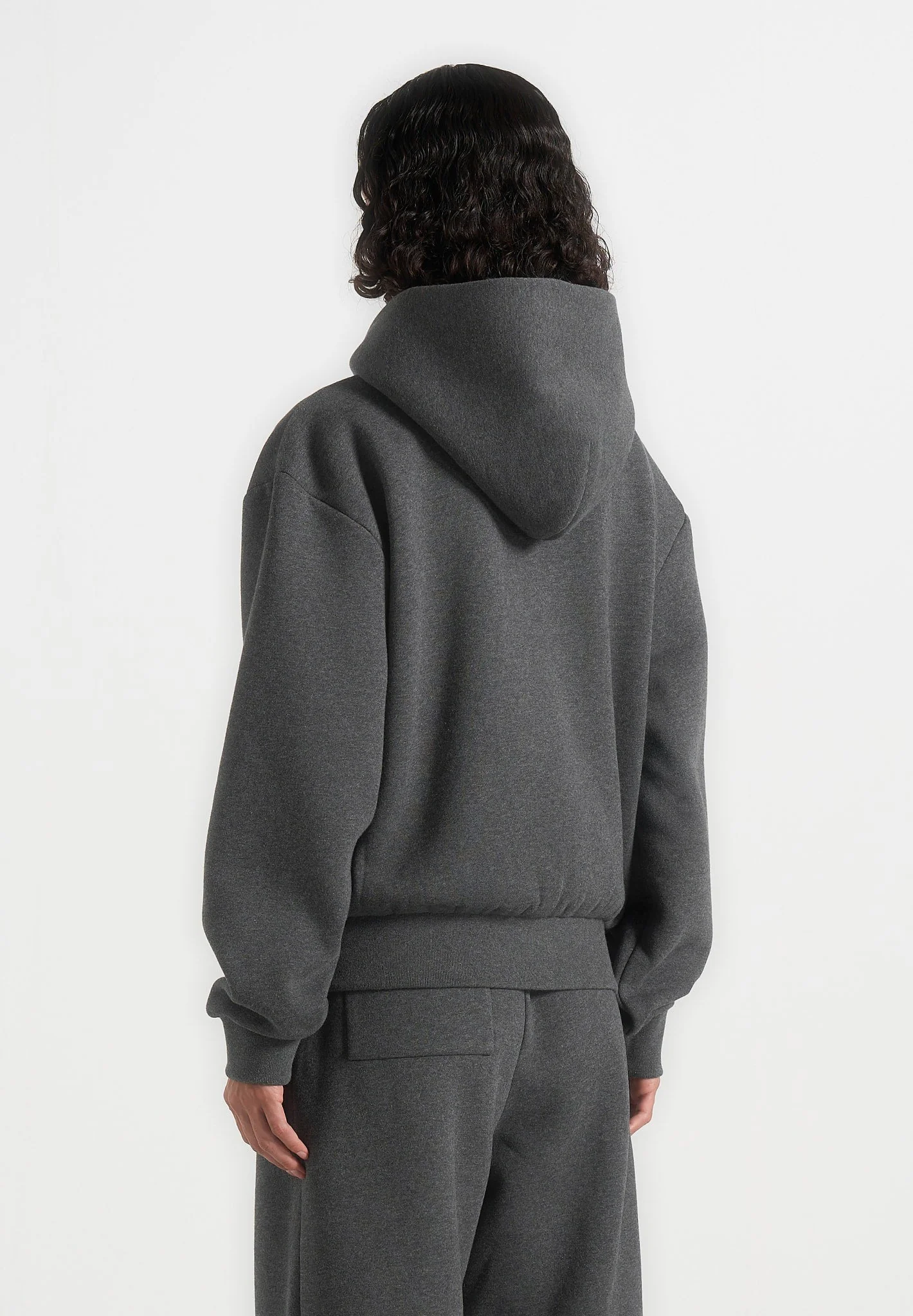 JS002 - Unisex Signature Relaxed Fit Zip Hoodie - Charcoal Grey - Image 8