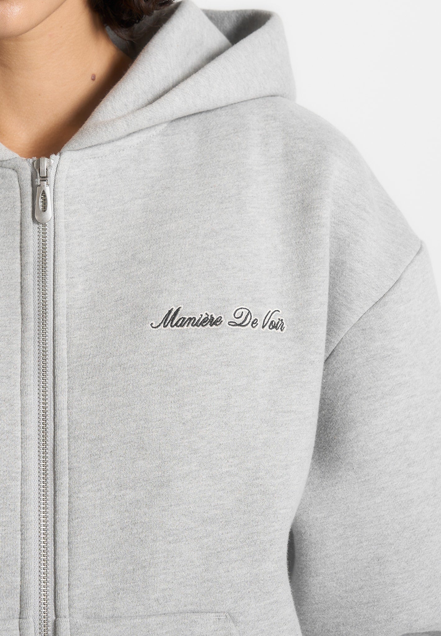 JS002 - Unisex Signature Relaxed Fit Zip Hoodie - Marl Grey - Image 6