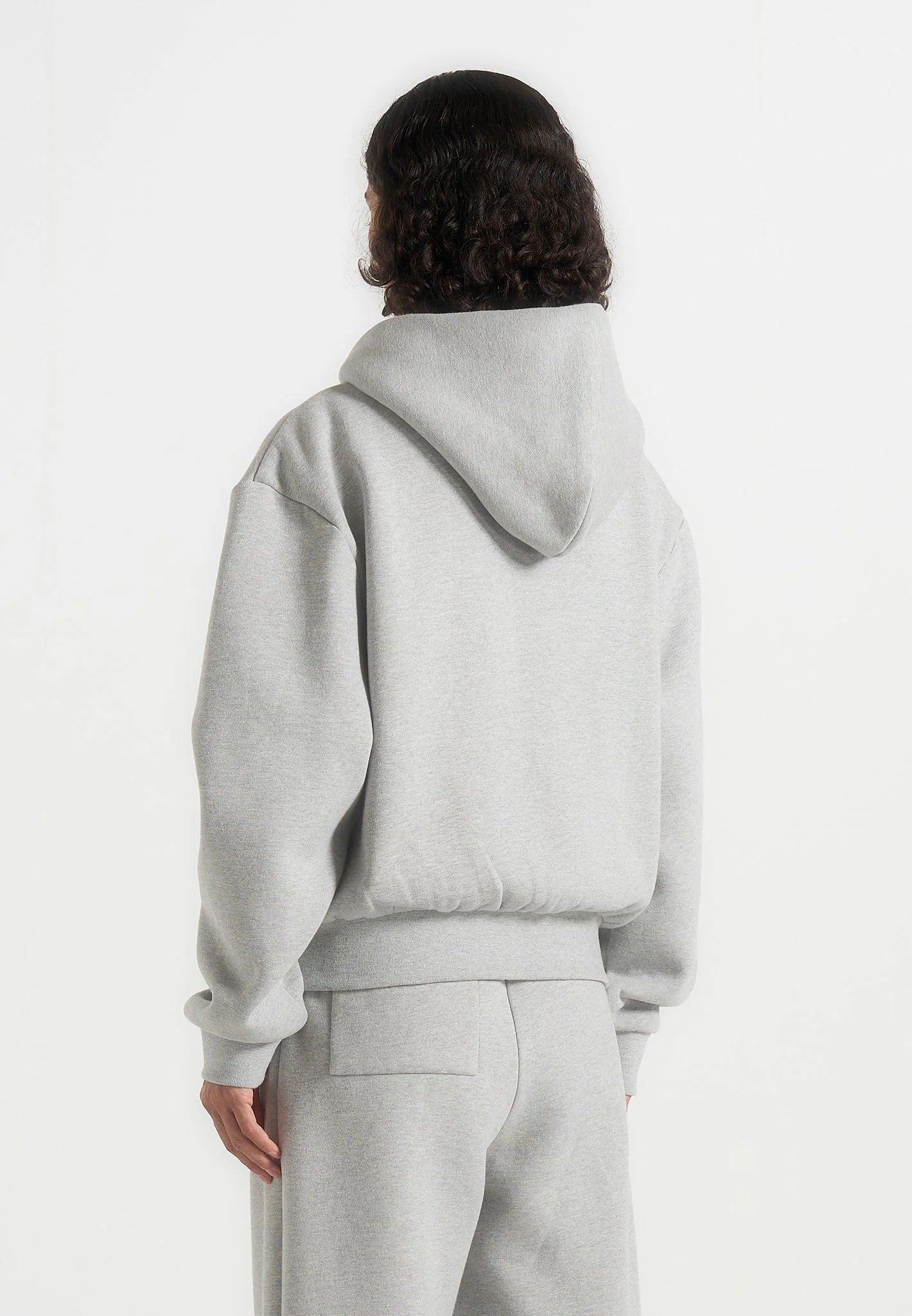 JS002 - Unisex Signature Relaxed Fit Zip Hoodie - Marl Grey - Image 8