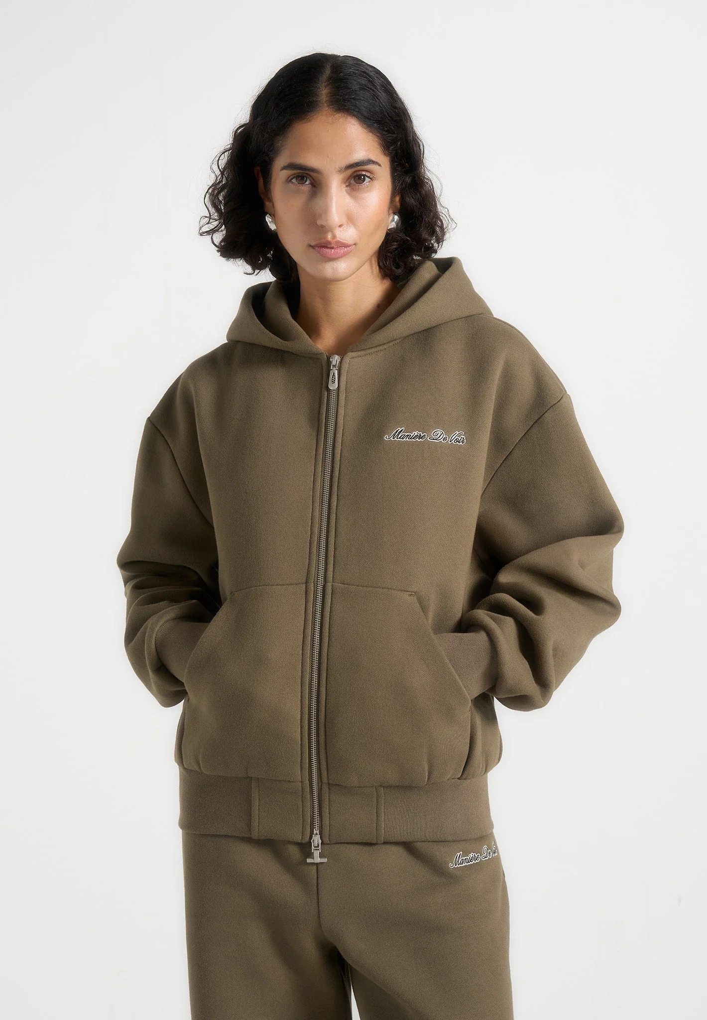 JS002 - Unisex Signature Relaxed Fit Zip Hoodie - Olive - Image 10