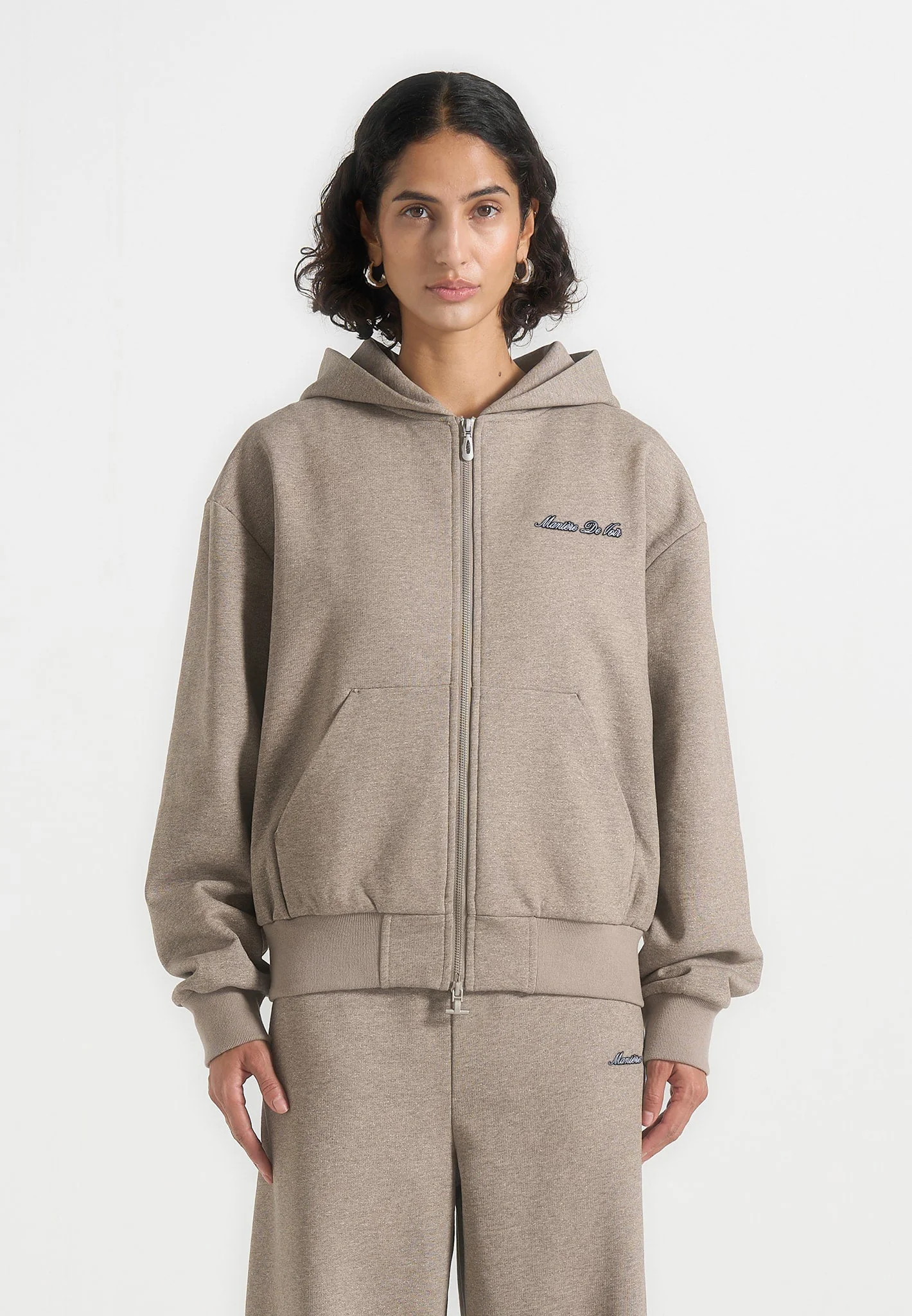 JS002 - Unisex Signature Relaxed Fit Zip Hoodie - Taupe - Image 10