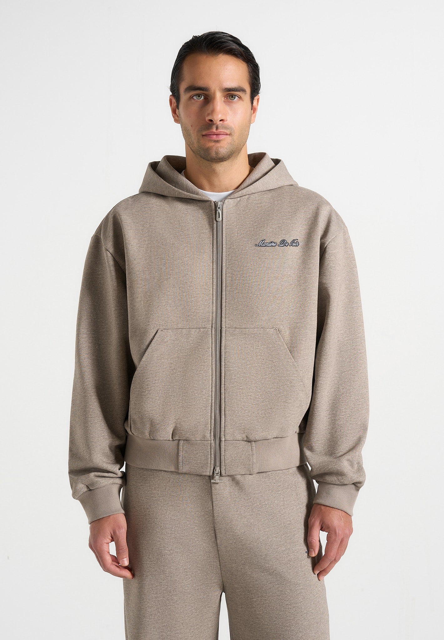 JS002 - Unisex Signature Relaxed Fit Zip Hoodie - Taupe - Image 11