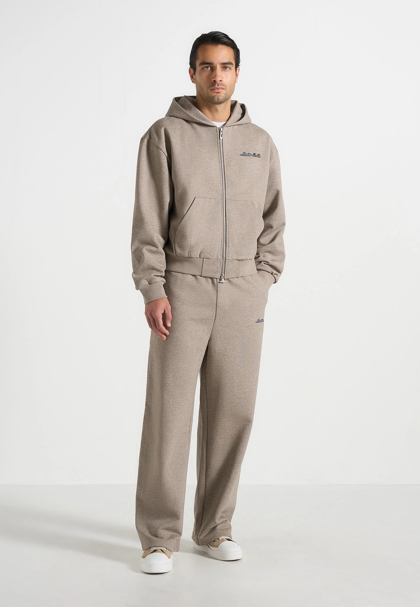 JS002 - Unisex Signature Relaxed Fit Zip Hoodie - Taupe - Image 2