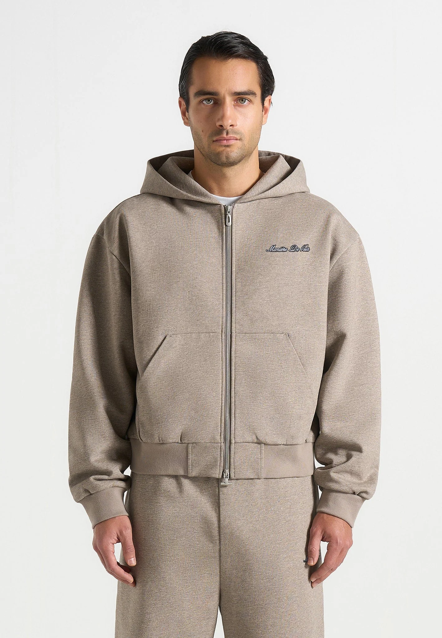 JS002 - Unisex Signature Relaxed Fit Zip Hoodie - Taupe - Image 5