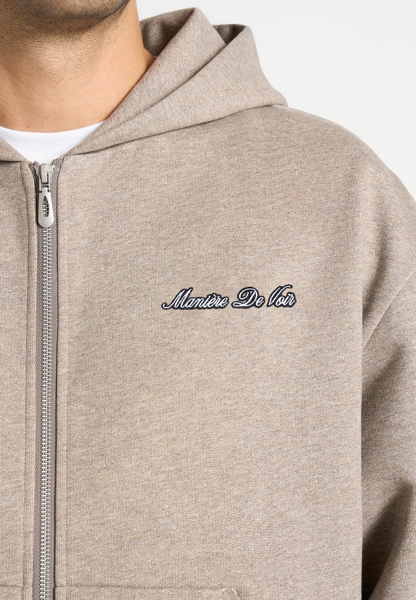 JS002 - Unisex Signature Relaxed Fit Zip Hoodie - Taupe - Image 7