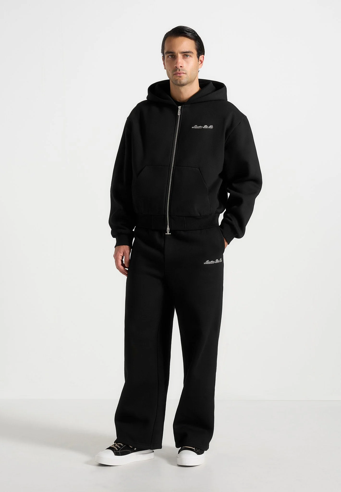 JS003 - Unisex Signature Wide Leg Sweatpants - Black - Image 5