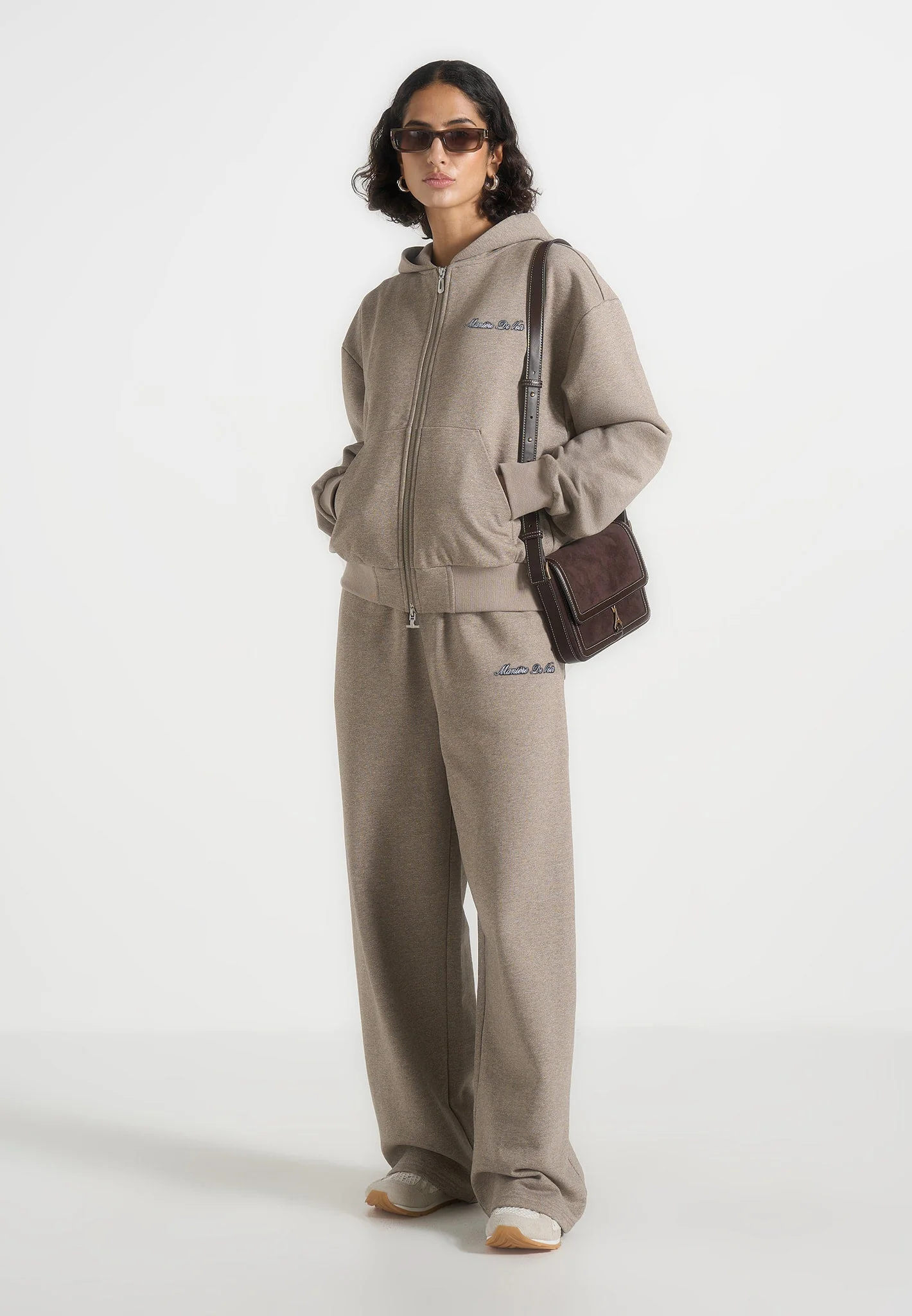 JS003 - Unisex Signature Wide Leg Sweatpants - Taupe - Image 4