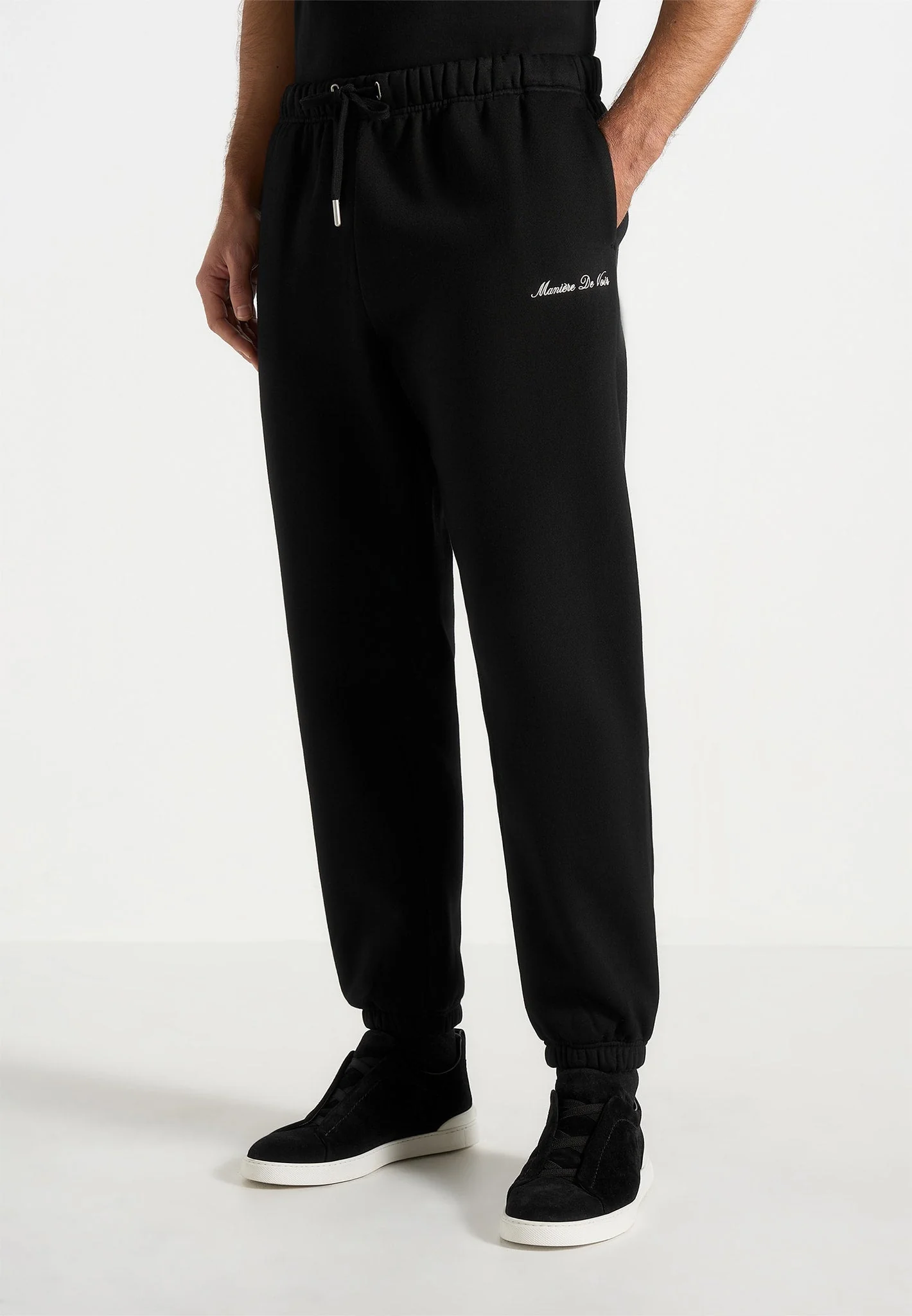 JS005 - Signature Regular Fit Cuffed Sweatpants - Black - Image 6