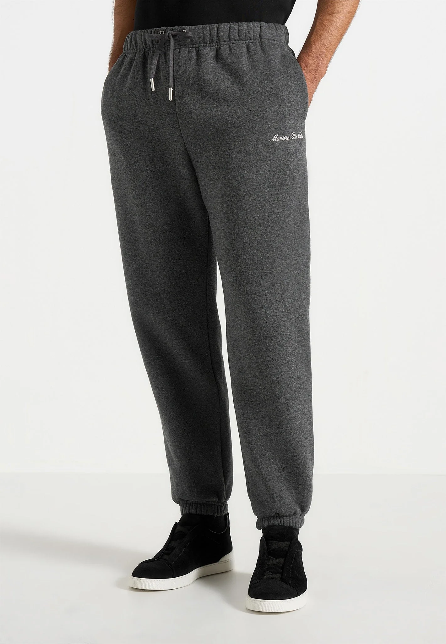 JS005 - Signature Regular Fit Cuffed Sweatpants - Charcoal Grey - Image 3