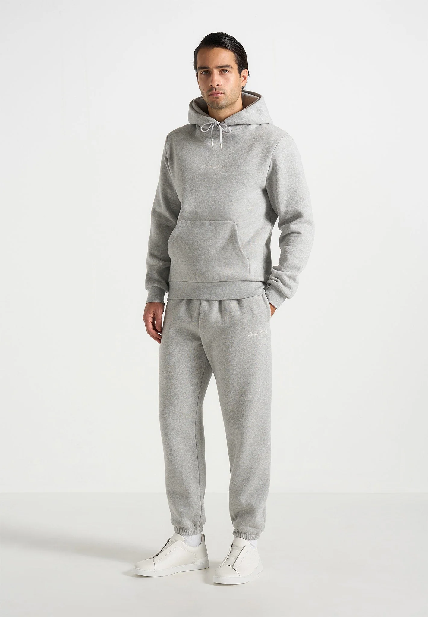 JS005 - Signature Regular Fit Cuffed Sweatpants - Marl Grey - Image 3